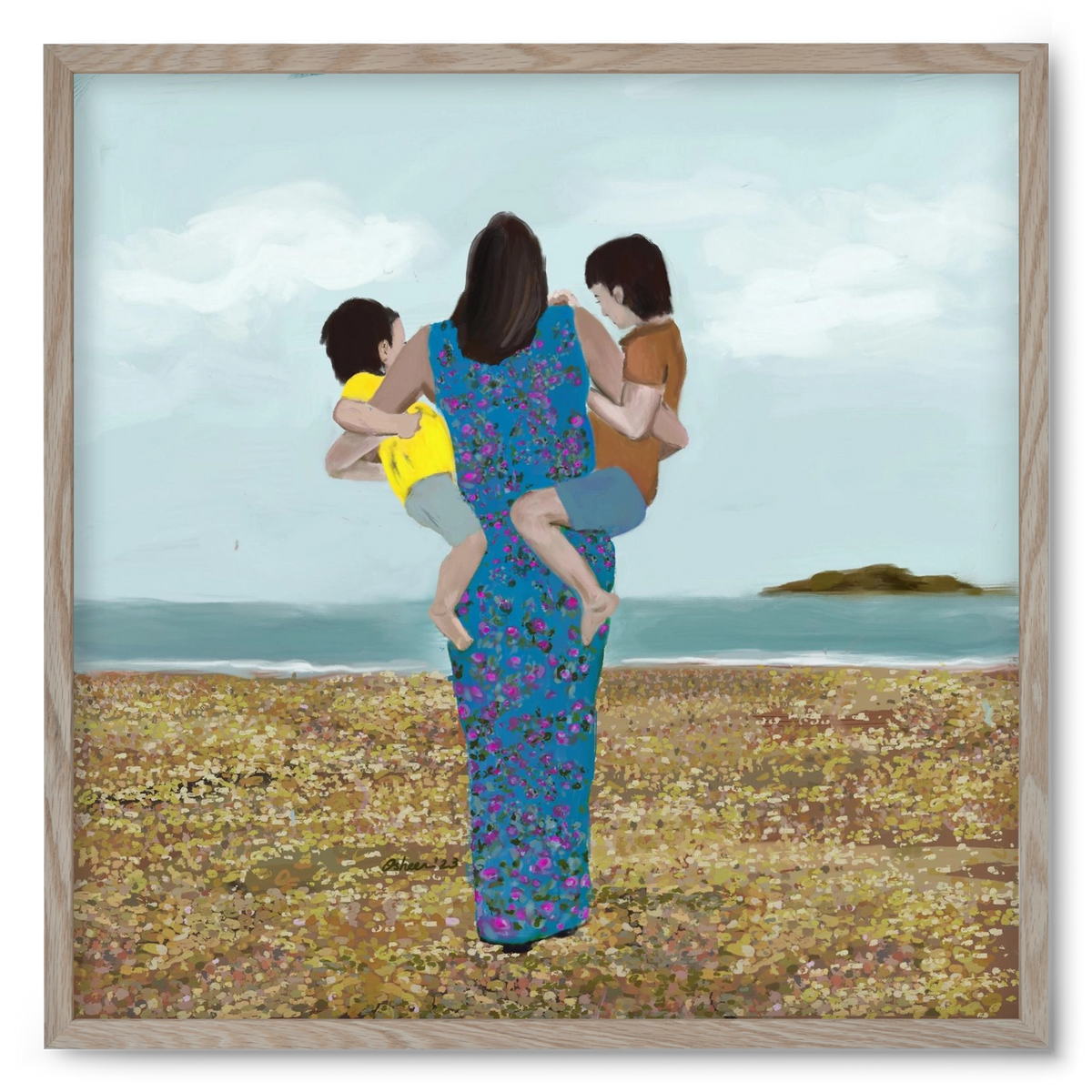 MOTHER AND CHILDREN, 50x50 cm (50x50 cm), Tölgy keret
