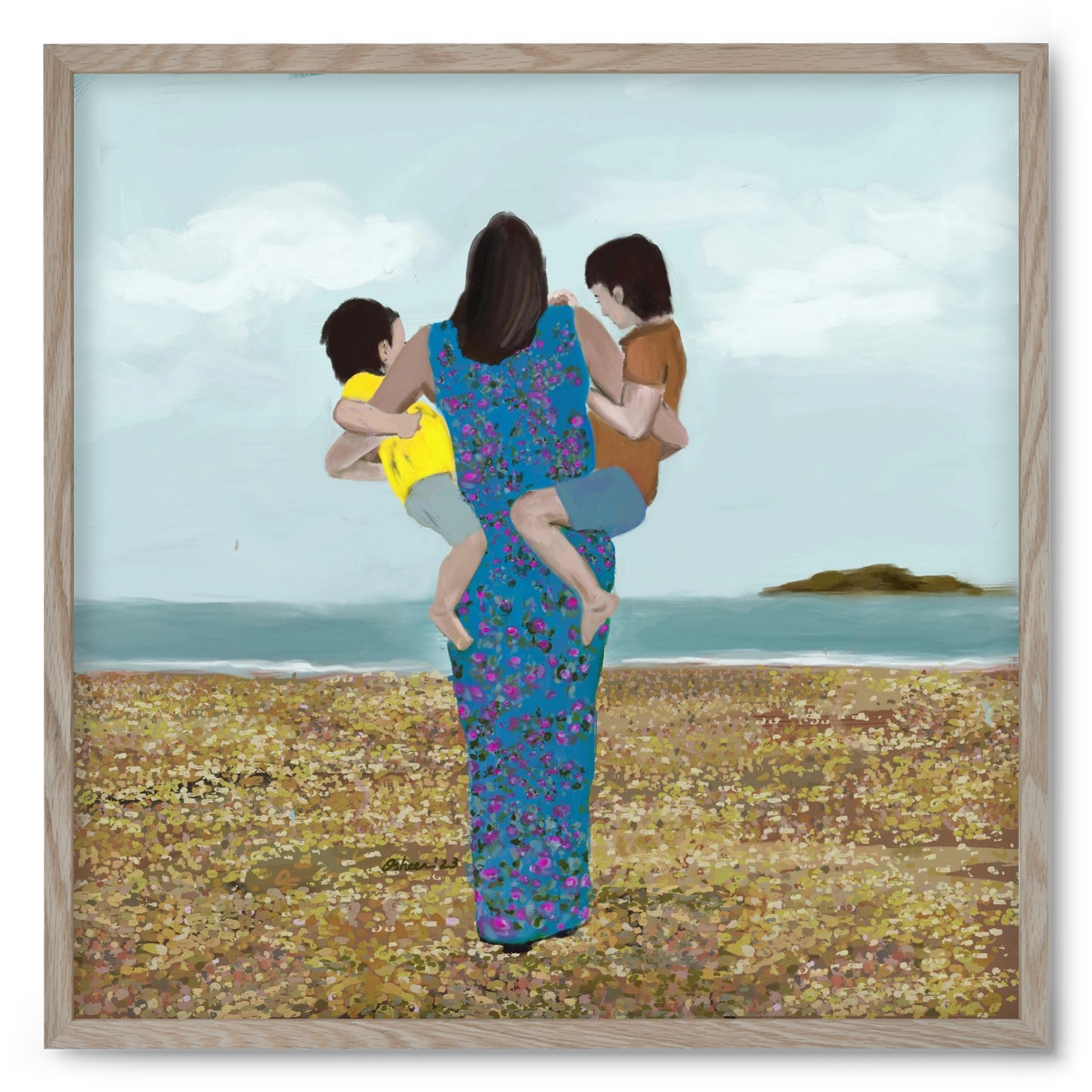MOTHER AND CHILDREN, 50x50 cm (50x50 cm), Tölgy keret