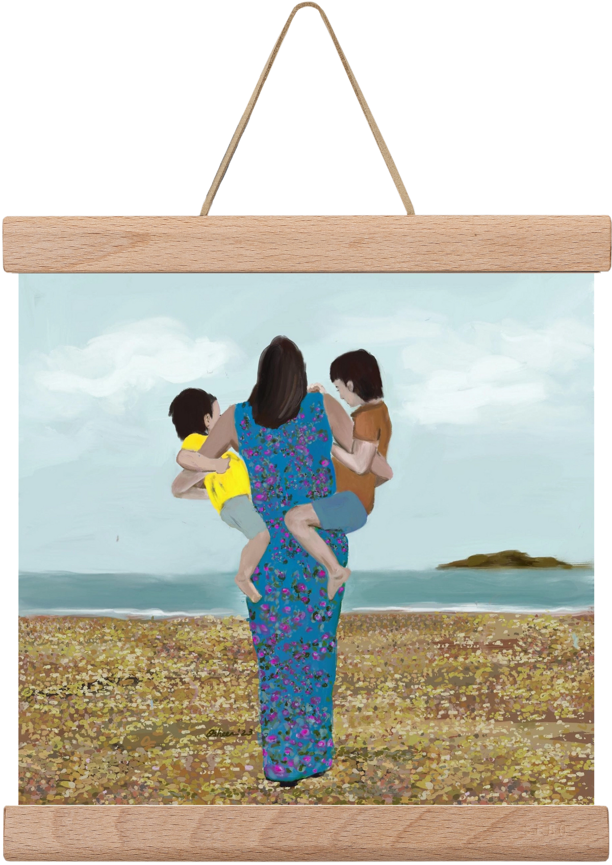 MOTHER AND CHILDREN, 20x20 cm (20x20 cm), Tölgy akasztó