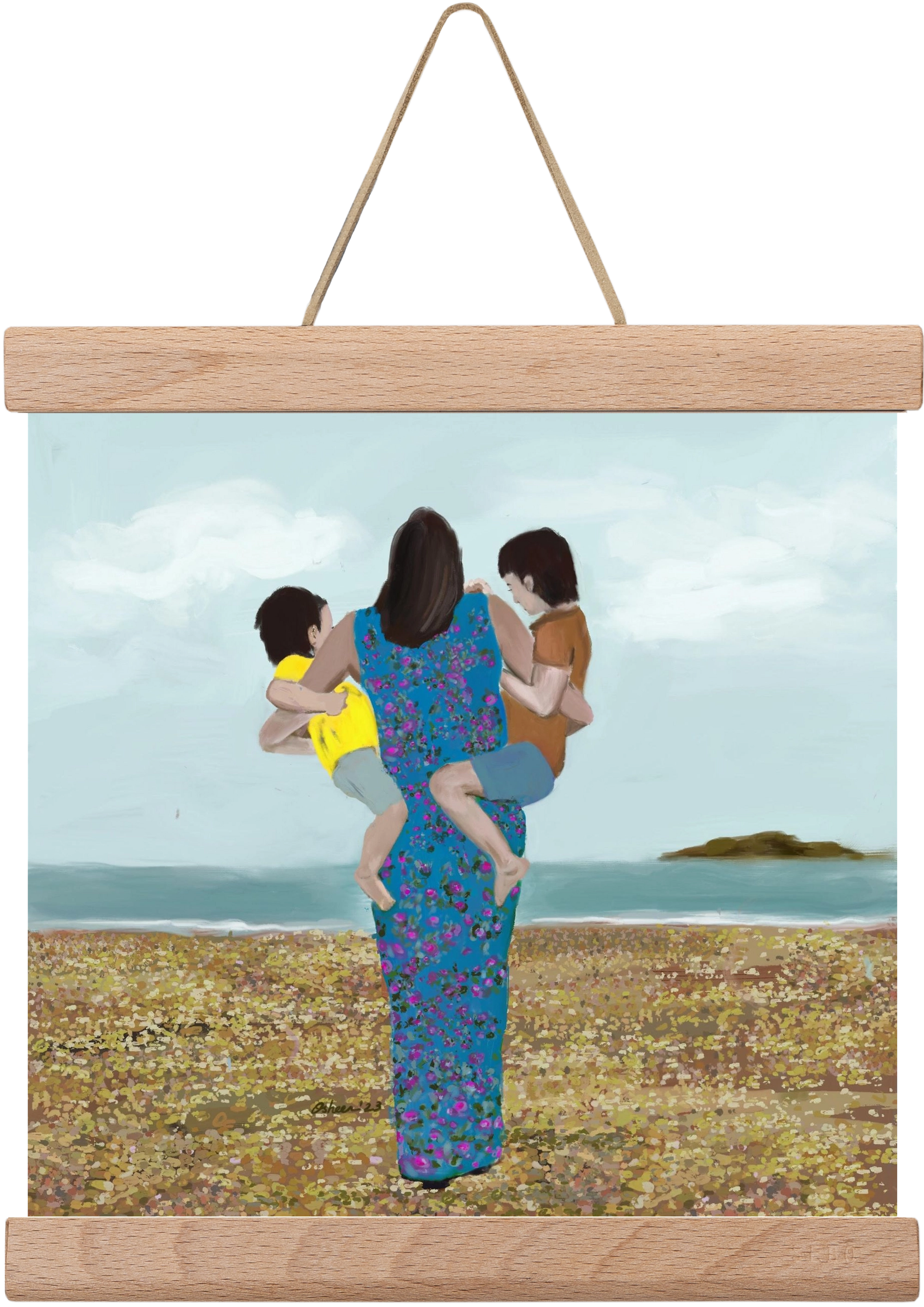 MOTHER AND CHILDREN, 20x20 cm (20x20 cm), Tölgy akasztó