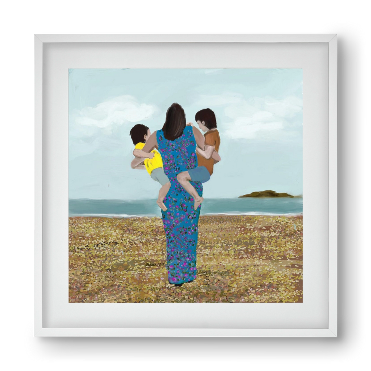 MOTHER AND CHILDREN, 40x40 cm (30x30 cm), Fehér keret, paszpartuval