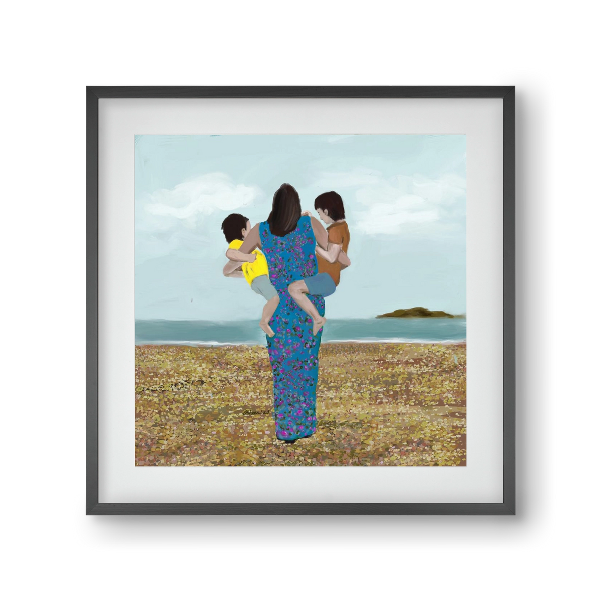MOTHER AND CHILDREN, 30x30 cm (20x20 cm), Fekete keret, paszpartuval