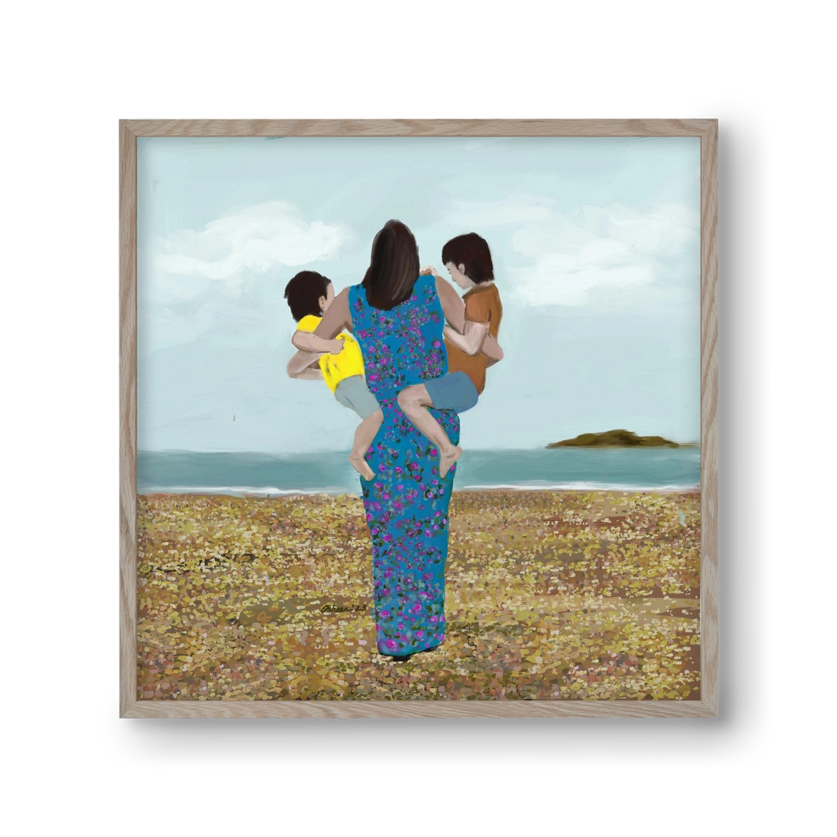 MOTHER AND CHILDREN, 30x30 cm (30x30 cm), Tölgy keret