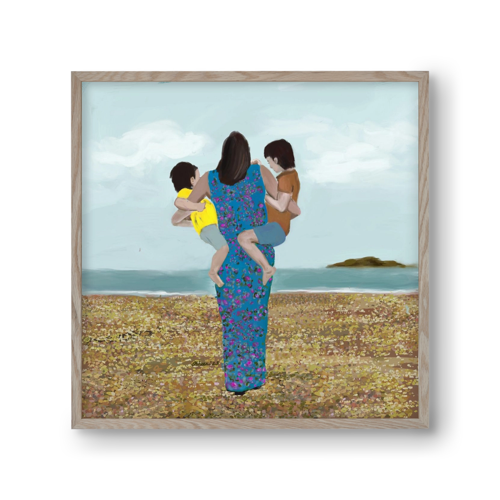 MOTHER AND CHILDREN, 30x30 cm (30x30 cm), Tölgy keret