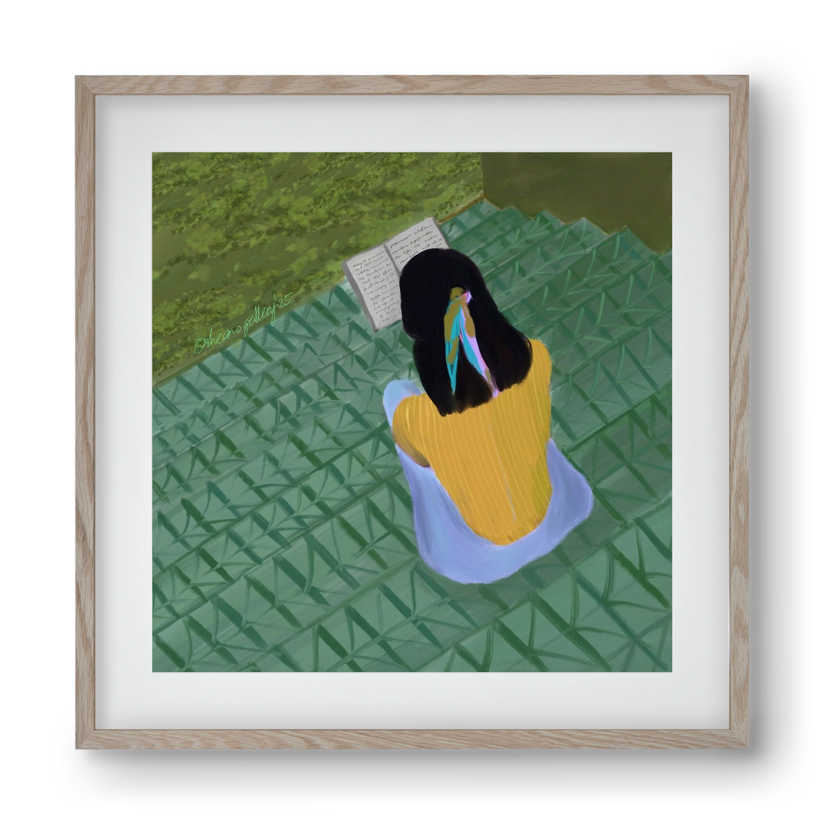 PEACE IN GREEN, 40x40 cm (30x30 cm), Tölgy keret, paszpartuval