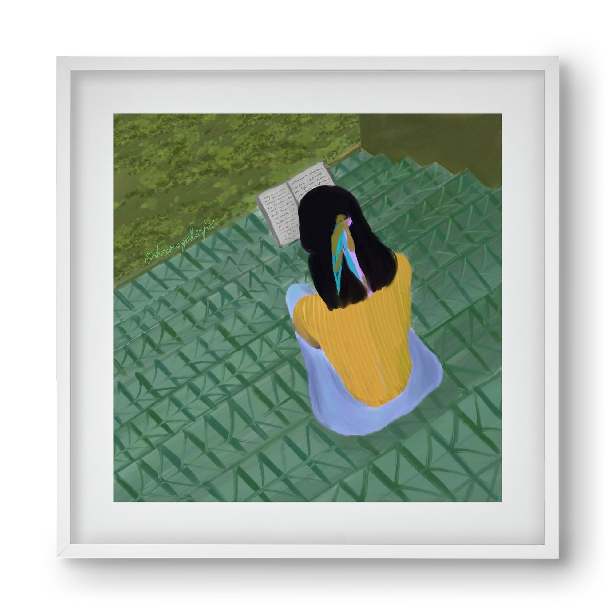 PEACE IN GREEN, 40x40 cm (30x30 cm), Fehér keret, paszpartuval