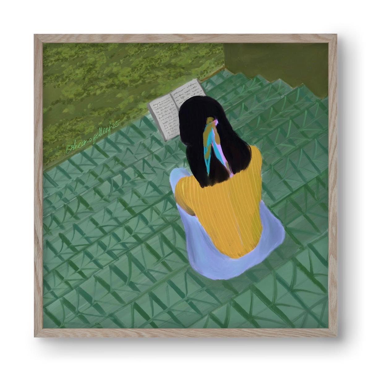 PEACE IN GREEN, 40x40 cm (40x40 cm), Tölgy keret