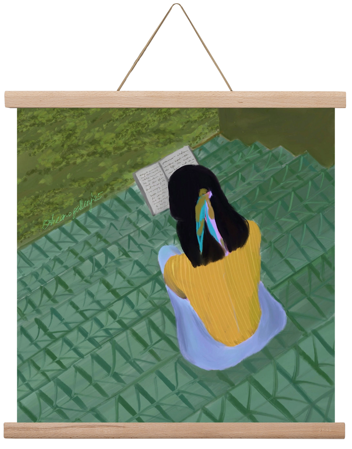 PEACE IN GREEN, 40x40 cm (40x40 cm), Tölgy akasztó