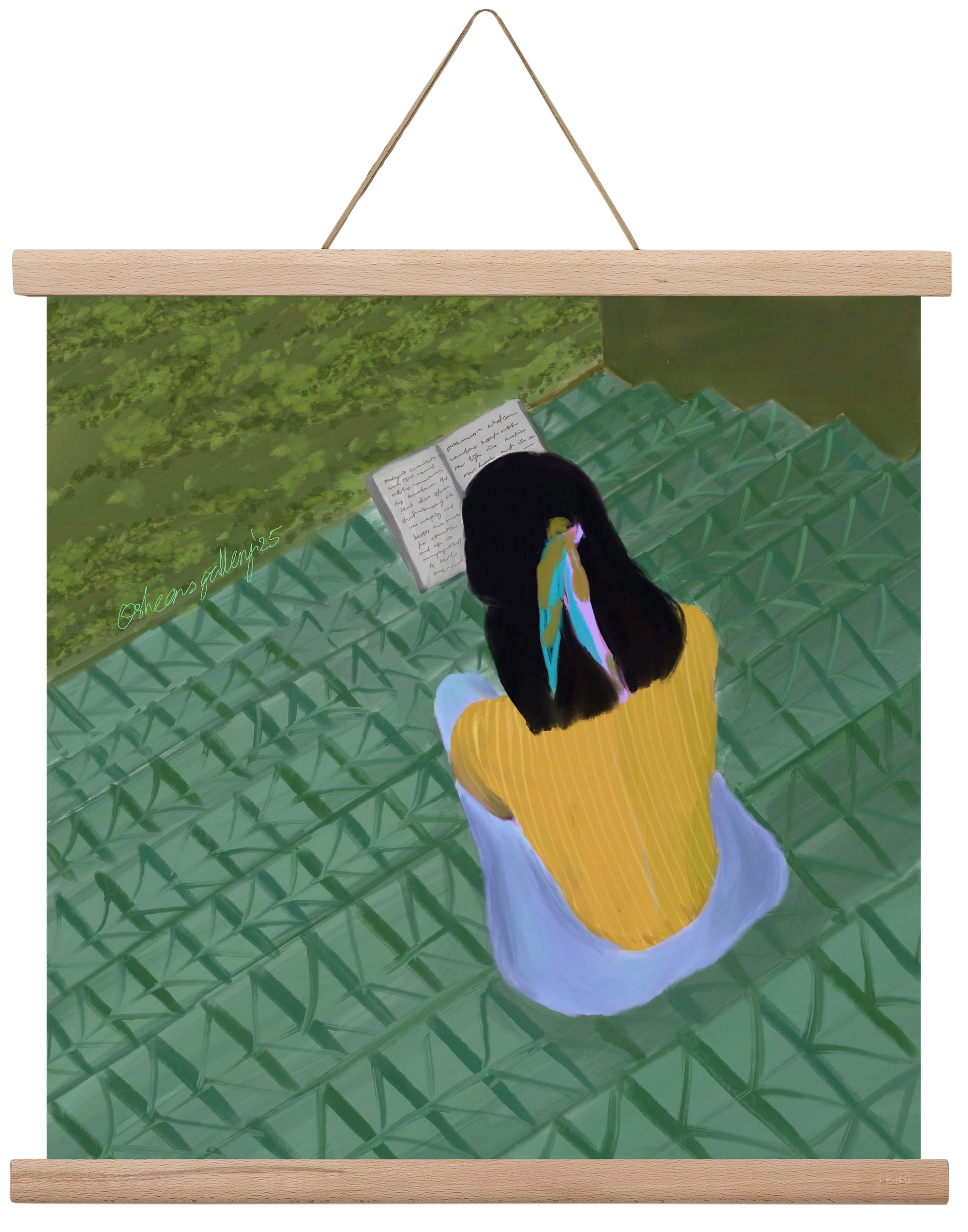 PEACE IN GREEN, 40x40 cm (40x40 cm), Tölgy akasztó