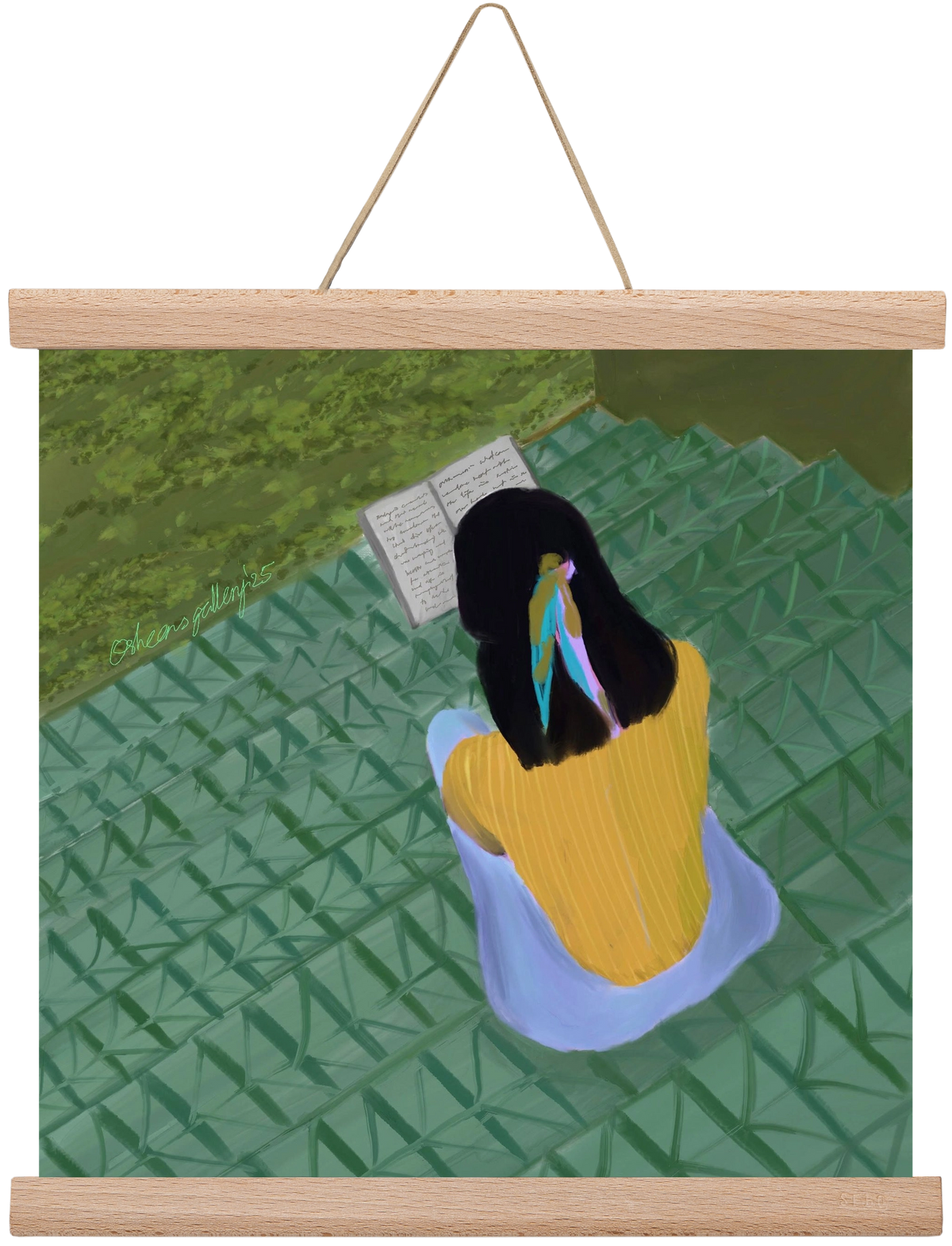 PEACE IN GREEN, 30x30 cm (30x30 cm), Tölgy akasztó