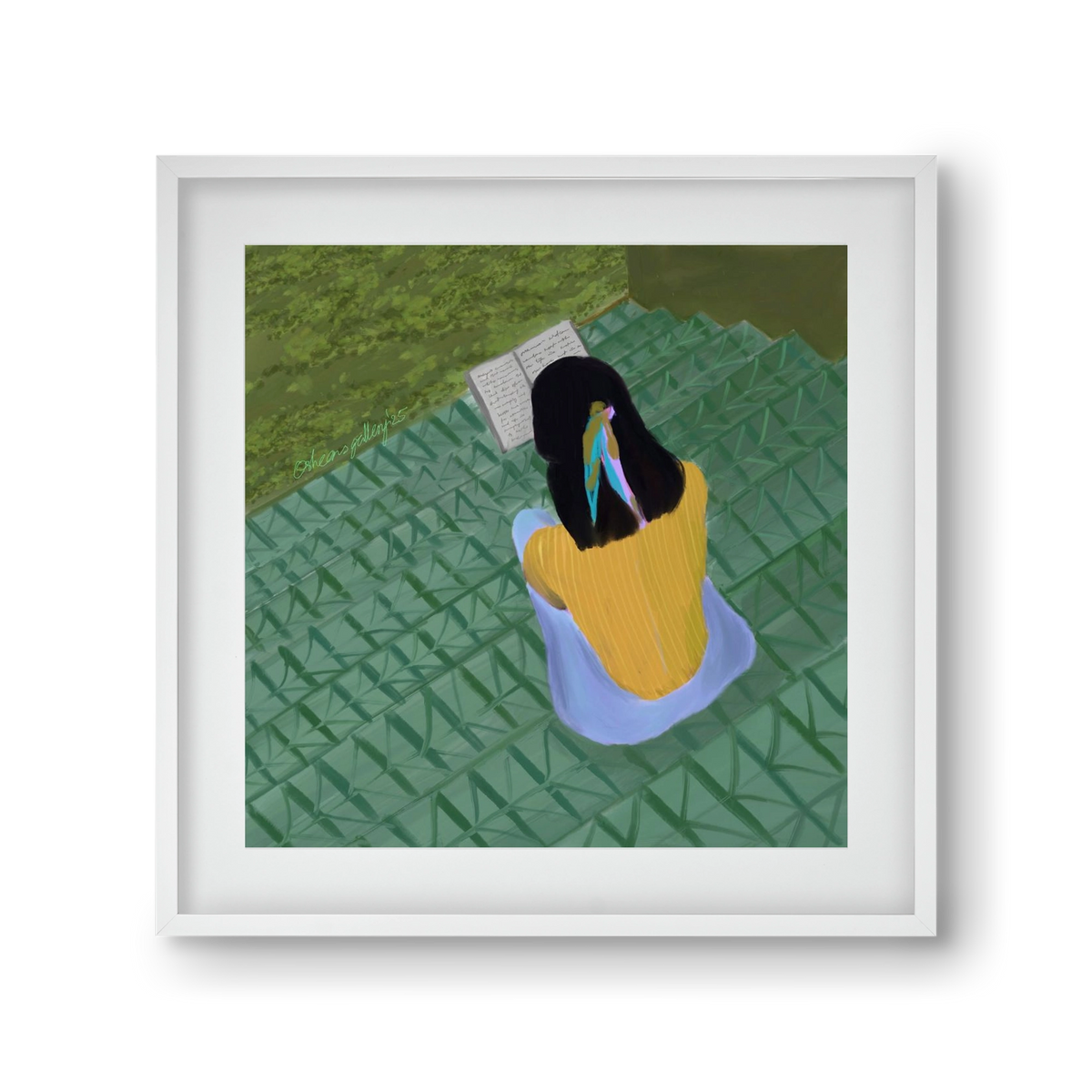 PEACE IN GREEN, 30x30 cm (20x20 cm), Fehér keret, paszpartuval