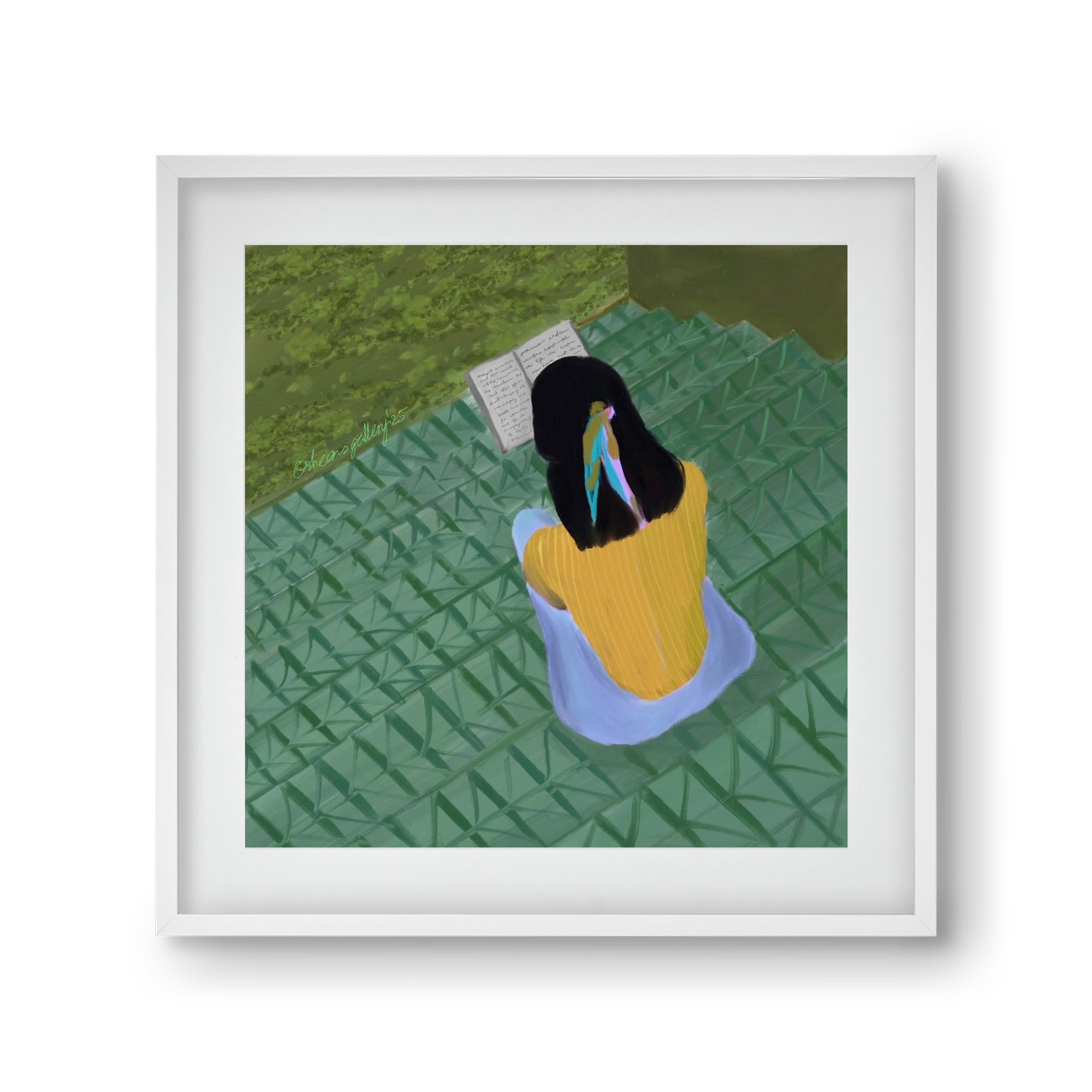 PEACE IN GREEN, 30x30 cm (20x20 cm), Fehér keret, paszpartuval