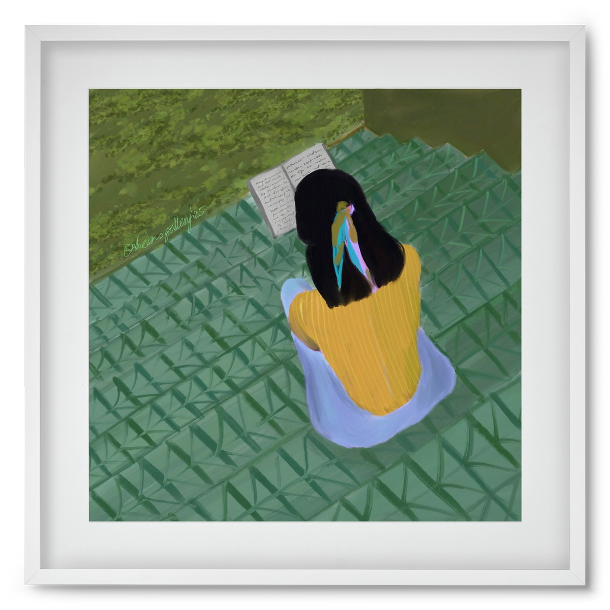 PEACE IN GREEN, 50x50 cm (40x40 cm), Fehér keret, paszpartuval