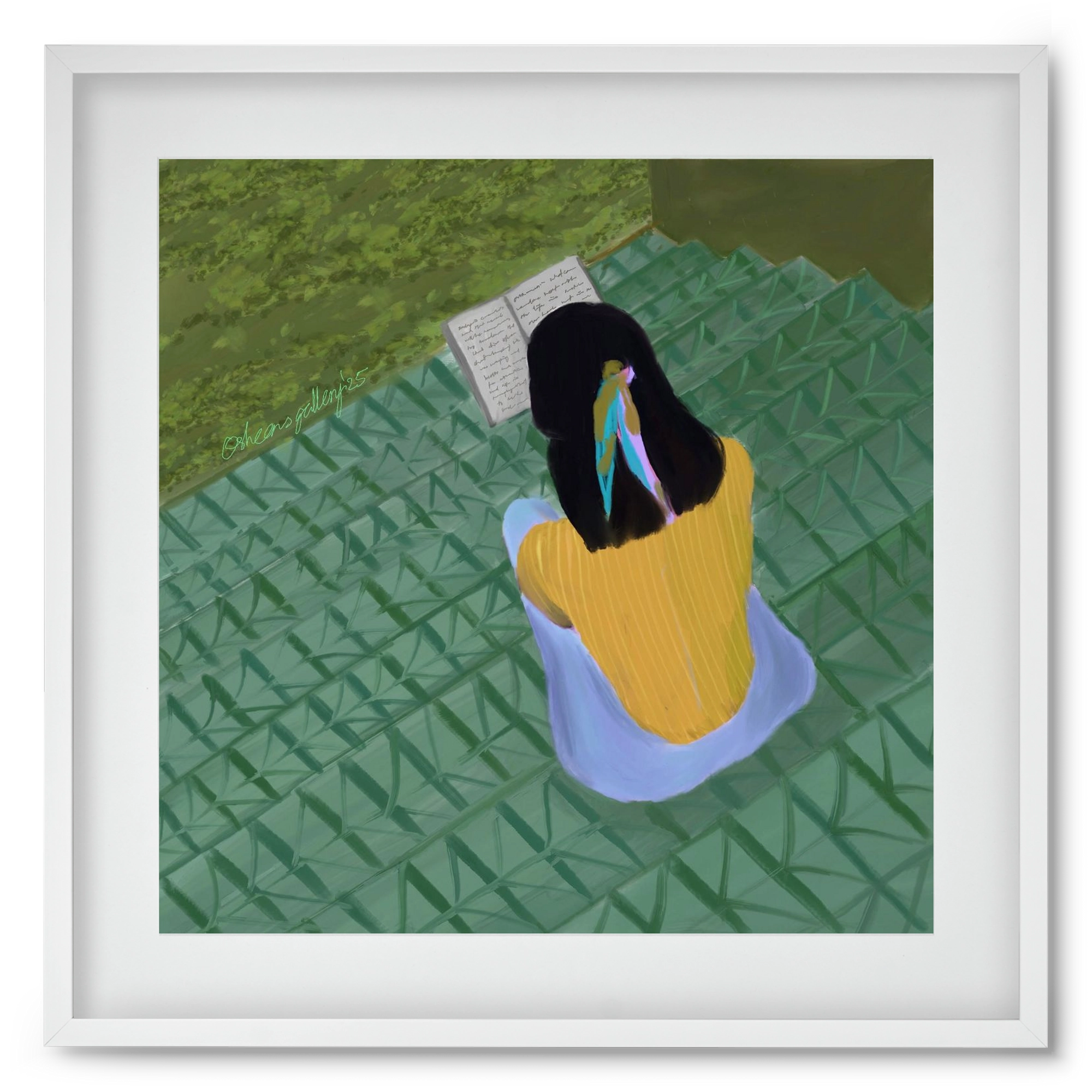 PEACE IN GREEN, 50x50 cm (40x40 cm), Fehér keret, paszpartuval