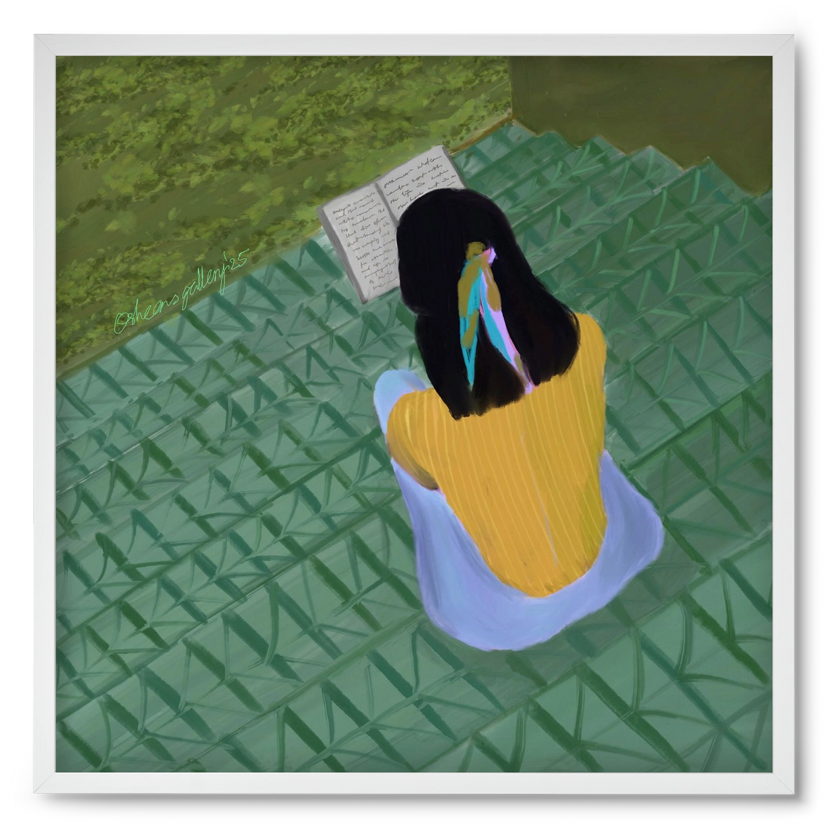 PEACE IN GREEN, 50x50 cm (50x50 cm), Fehér keret