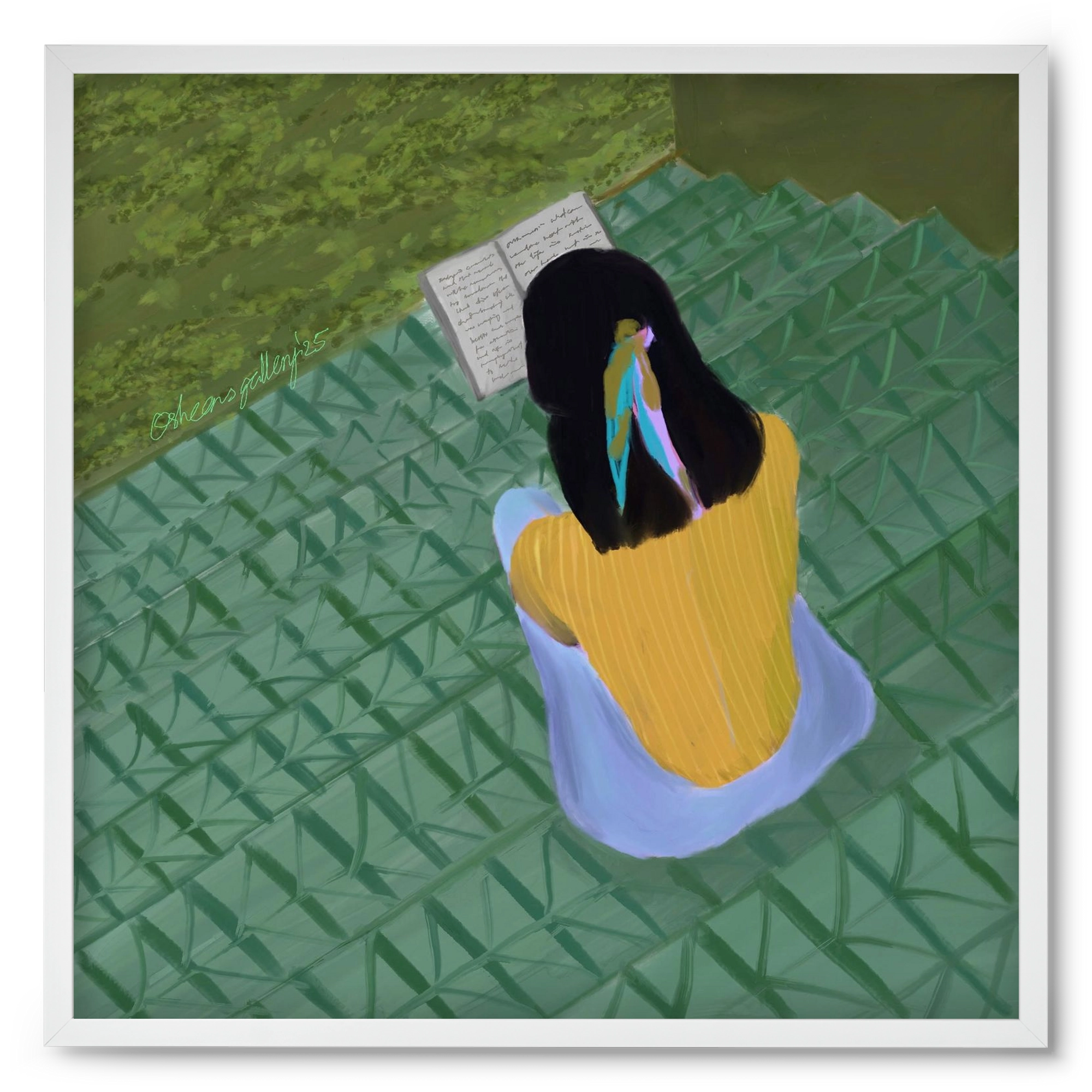 PEACE IN GREEN, 50x50 cm (50x50 cm), Fehér keret