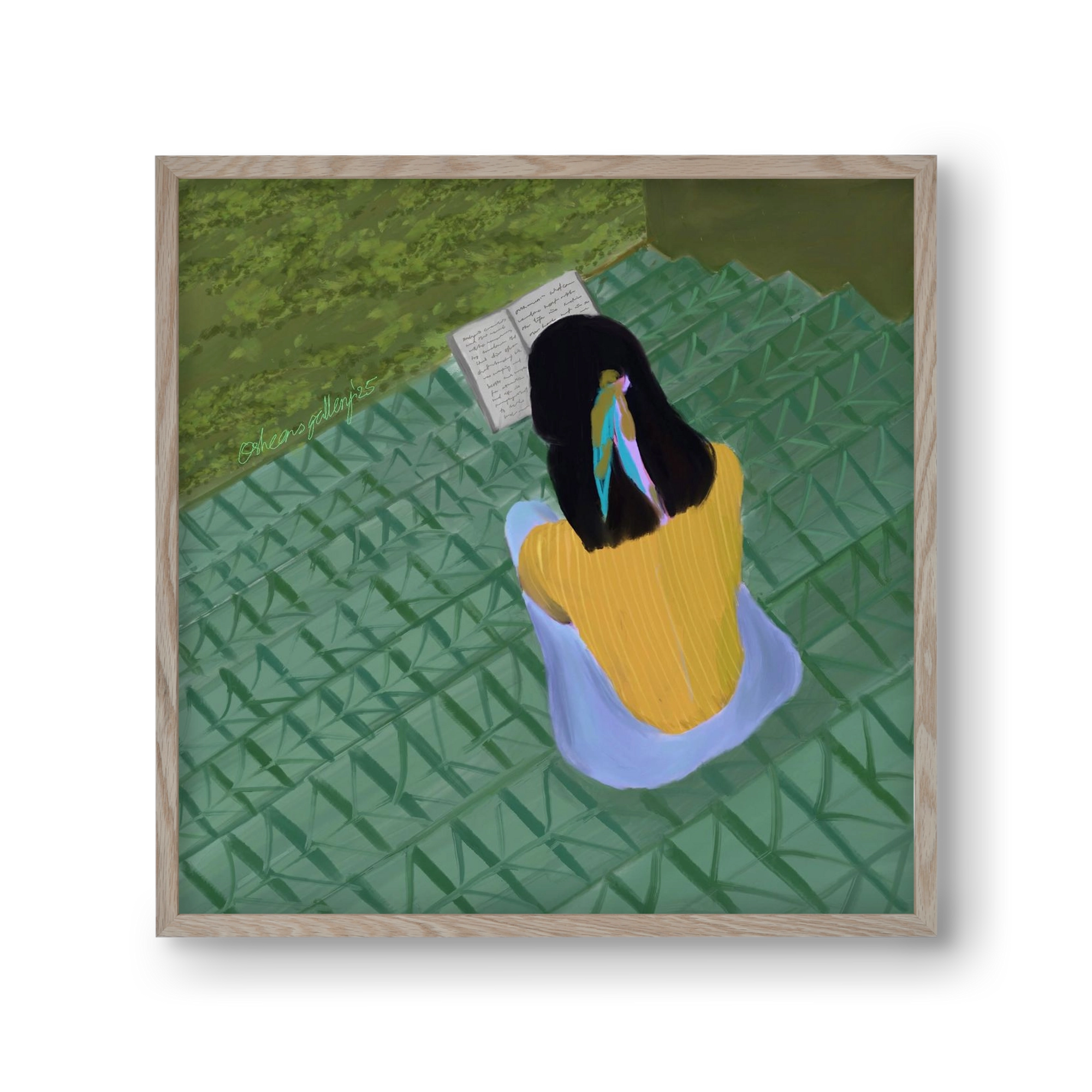 PEACE IN GREEN, 30x30 cm (30x30 cm), Tölgy keret