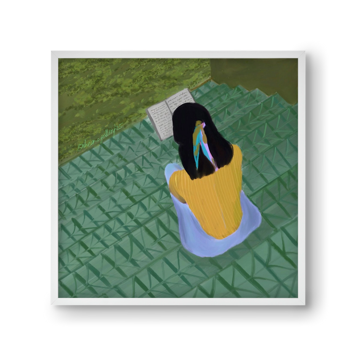 PEACE IN GREEN, 30x30 cm (30x30 cm), Fehér keret