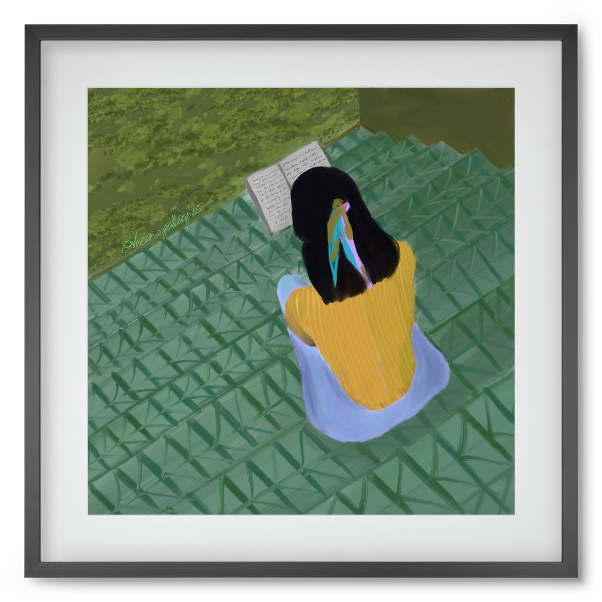 PEACE IN GREEN, 50x50 cm (40x40 cm), Fekete keret, paszpartuval