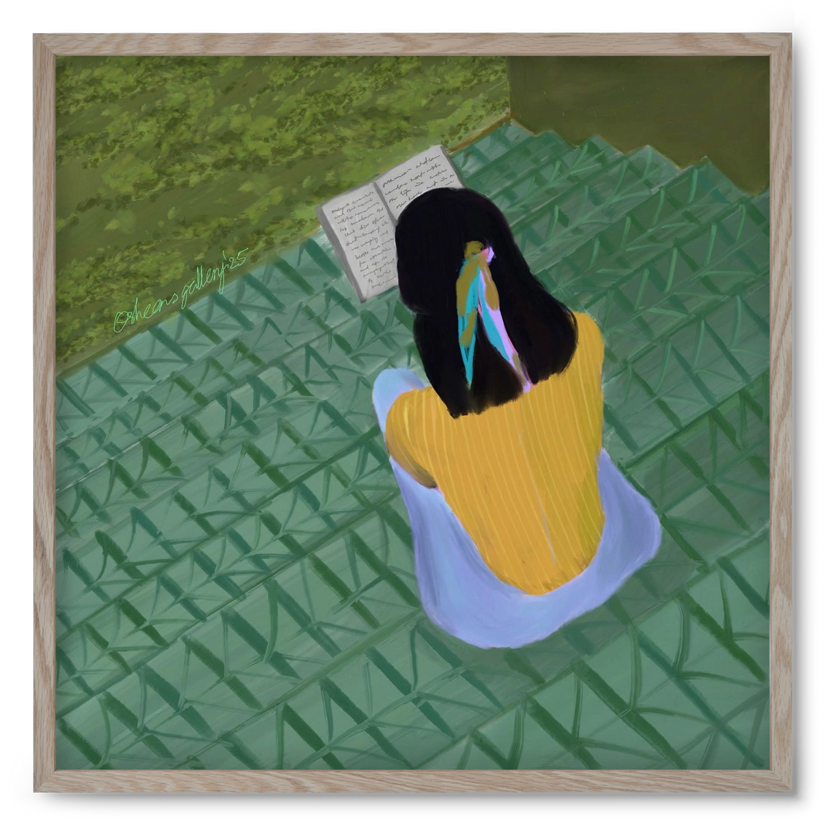 PEACE IN GREEN, 50x50 cm (50x50 cm), Tölgy keret