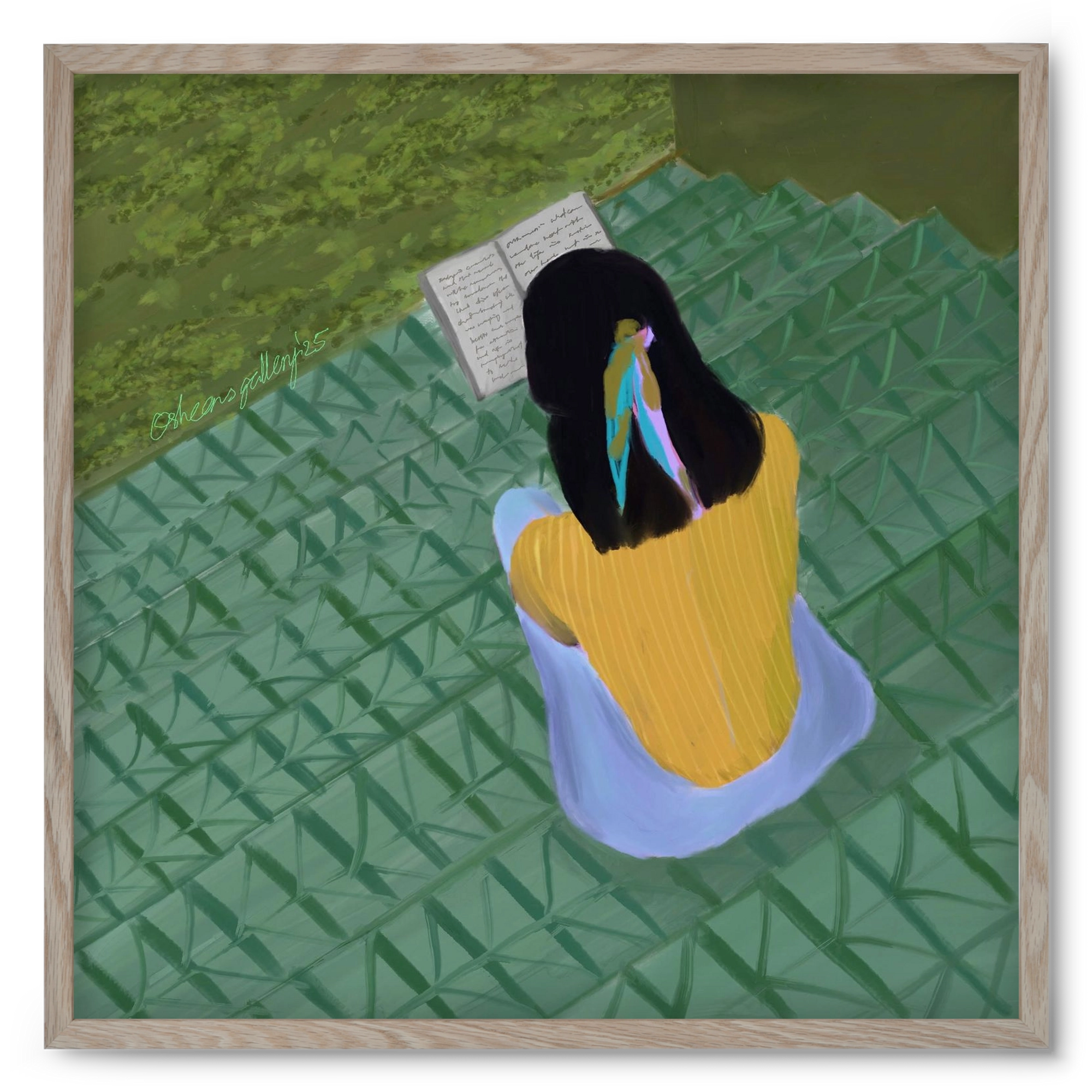 PEACE IN GREEN, 50x50 cm (50x50 cm), Tölgy keret