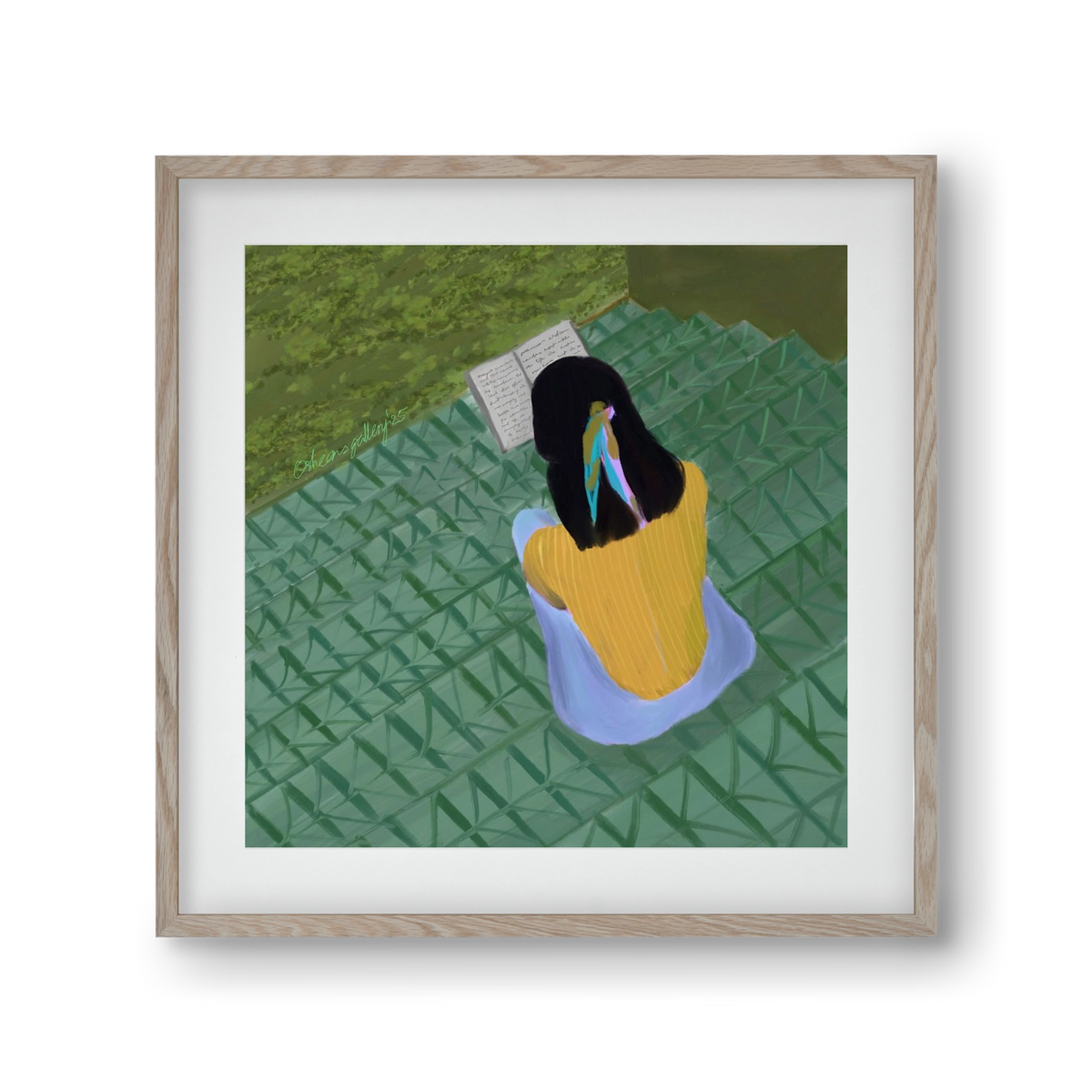 PEACE IN GREEN, 30x30 cm (20x20 cm), Tölgy keret, paszpartuval