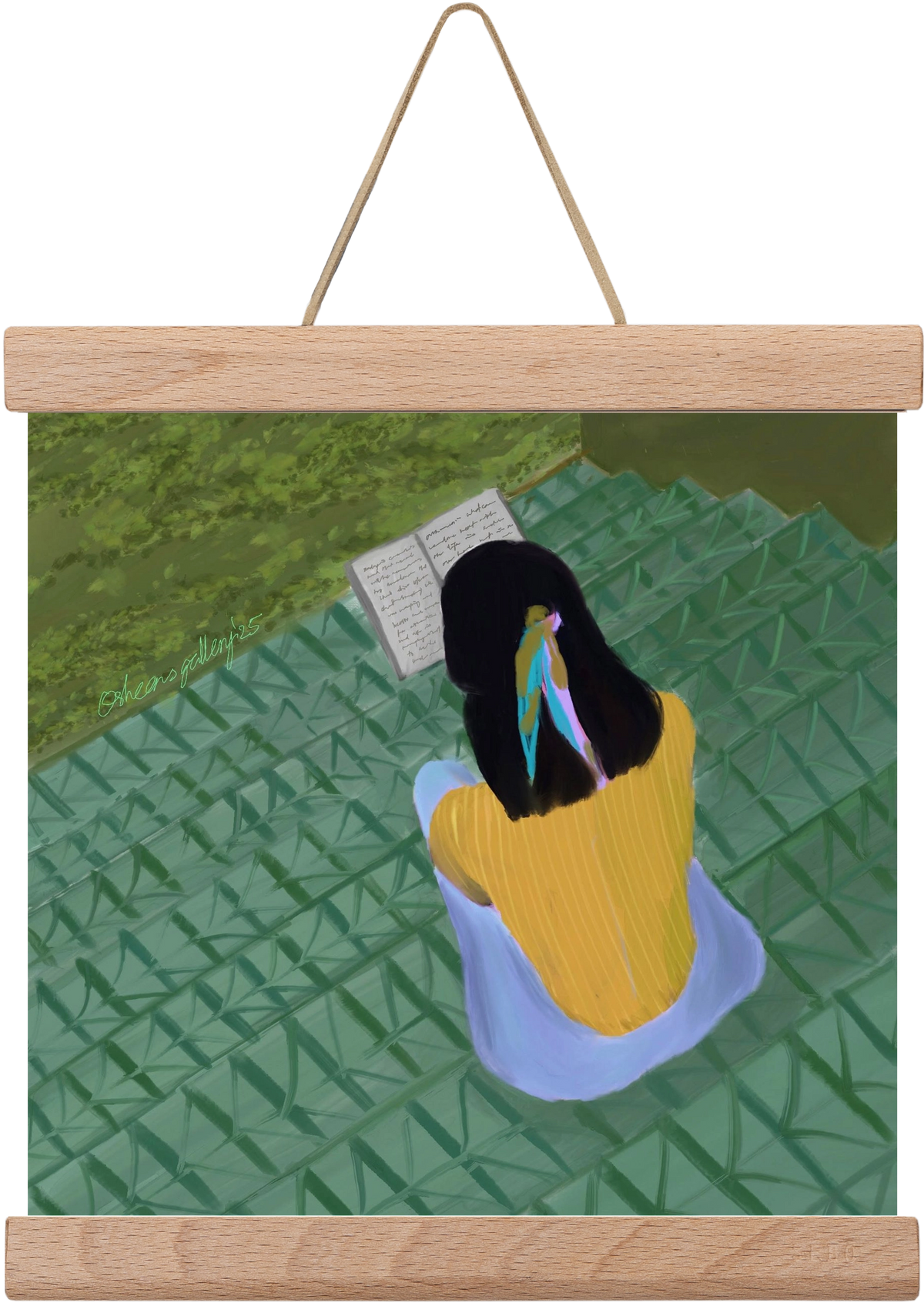 PEACE IN GREEN, 20x20 cm (20x20 cm), Tölgy akasztó