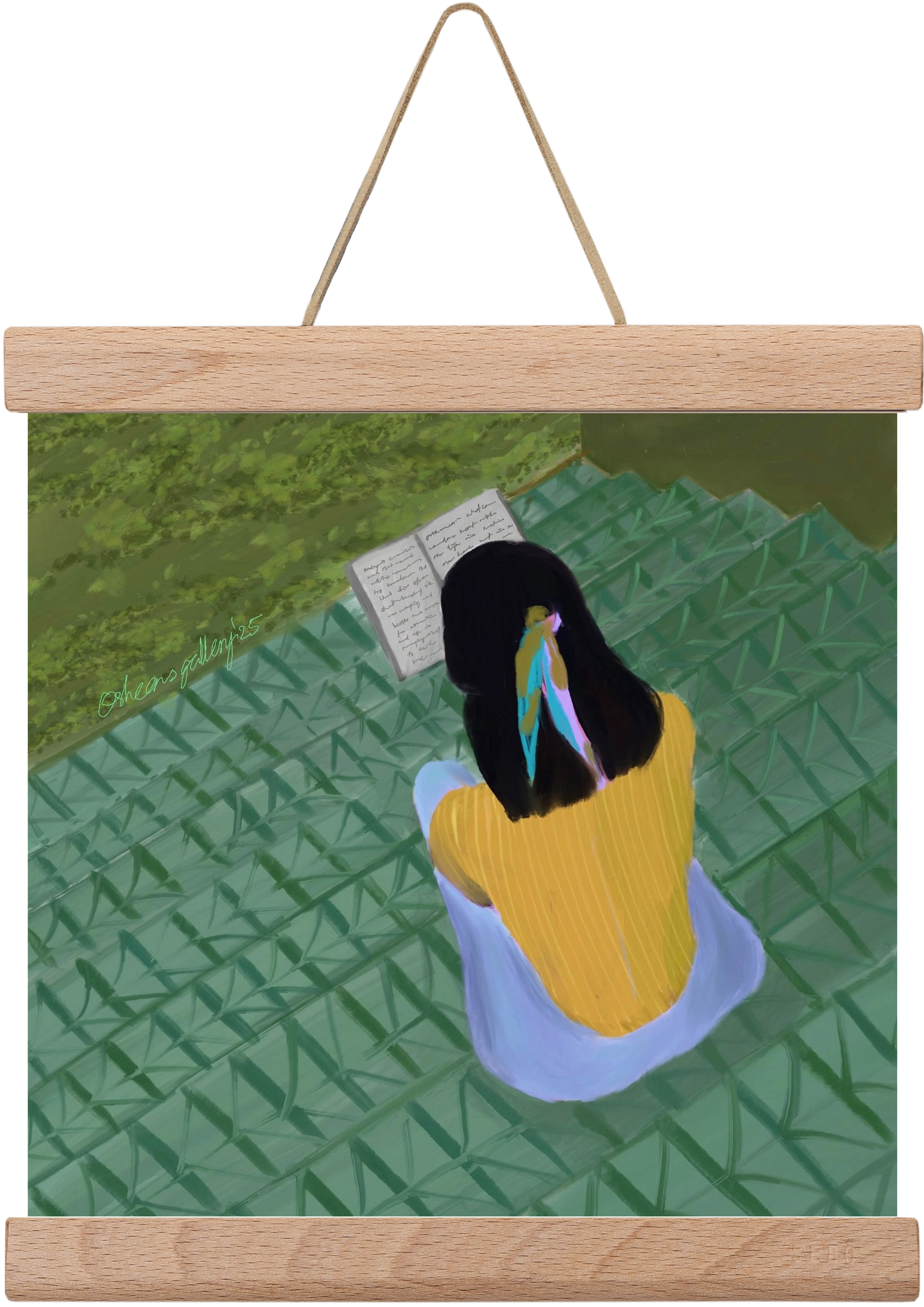 PEACE IN GREEN, 20x20 cm (20x20 cm), Tölgy akasztó