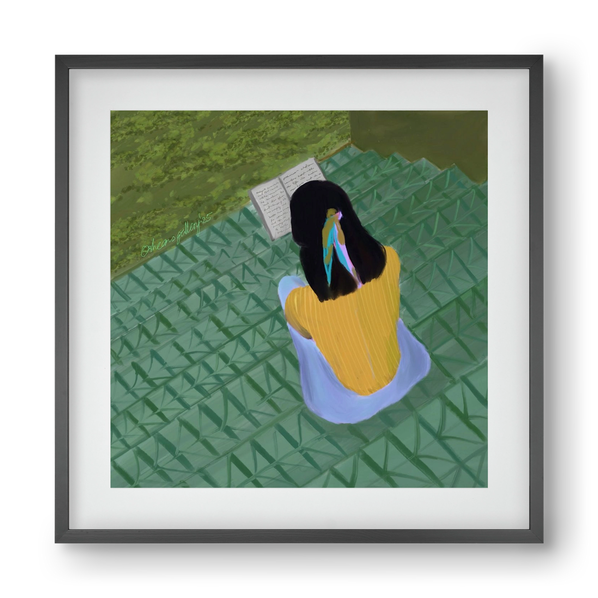 PEACE IN GREEN, 40x40 cm (30x30 cm), Fekete keret, paszpartuval