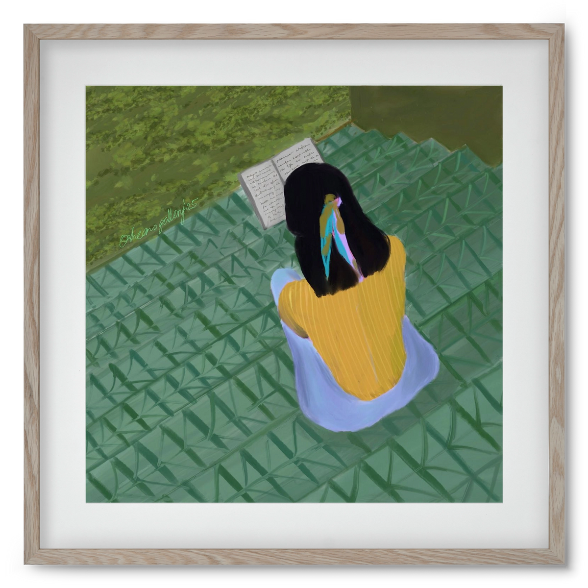 PEACE IN GREEN, 50x50 cm (40x40 cm), Tölgy keret, paszpartuval