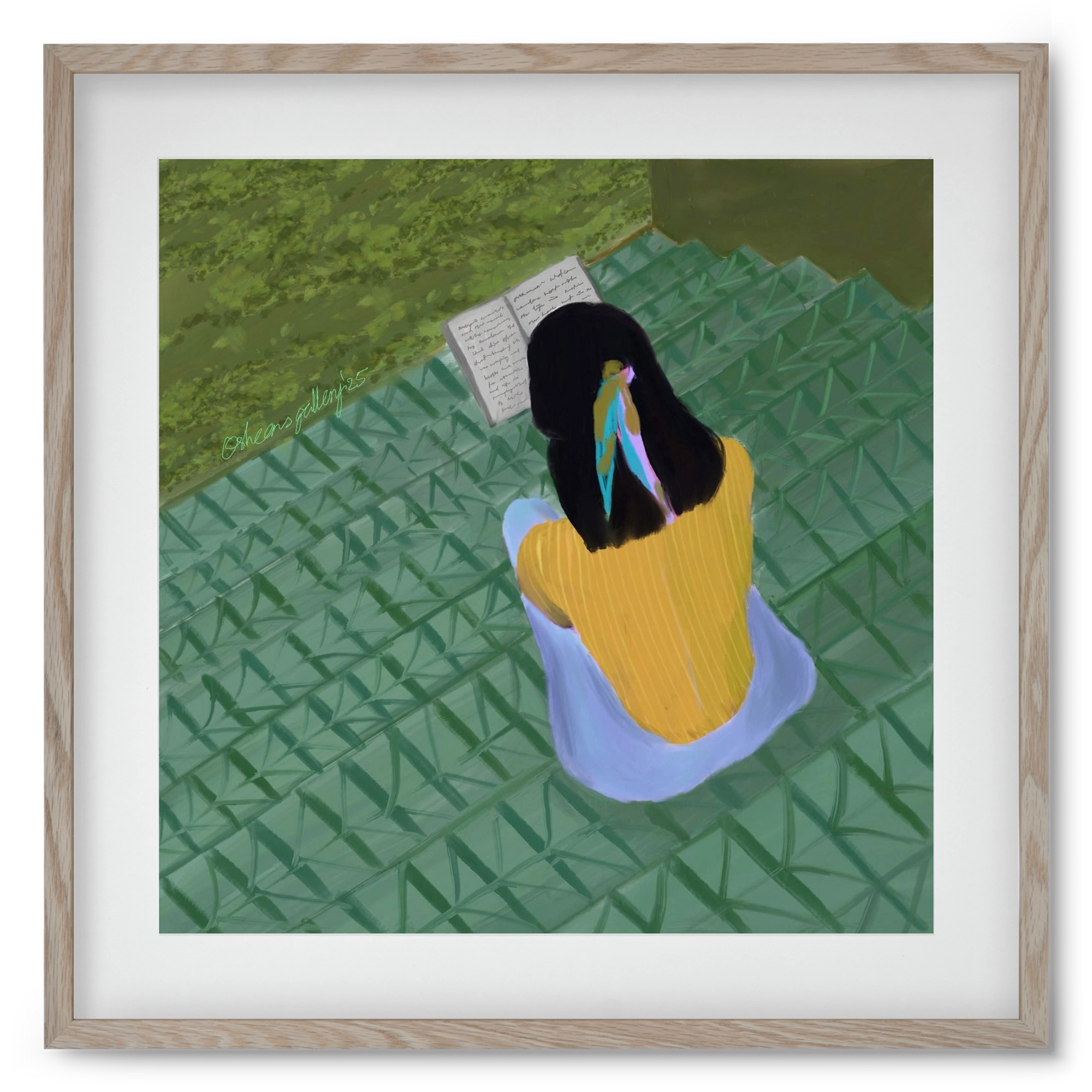 PEACE IN GREEN, 50x50 cm (40x40 cm), Tölgy keret, paszpartuval