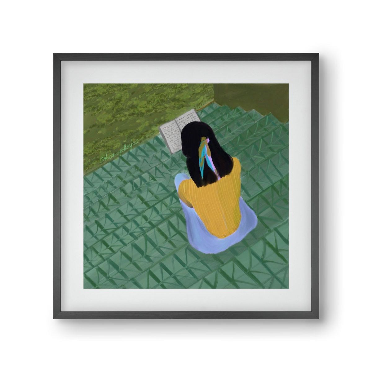 PEACE IN GREEN, 30x30 cm (20x20 cm), Fekete keret, paszpartuval