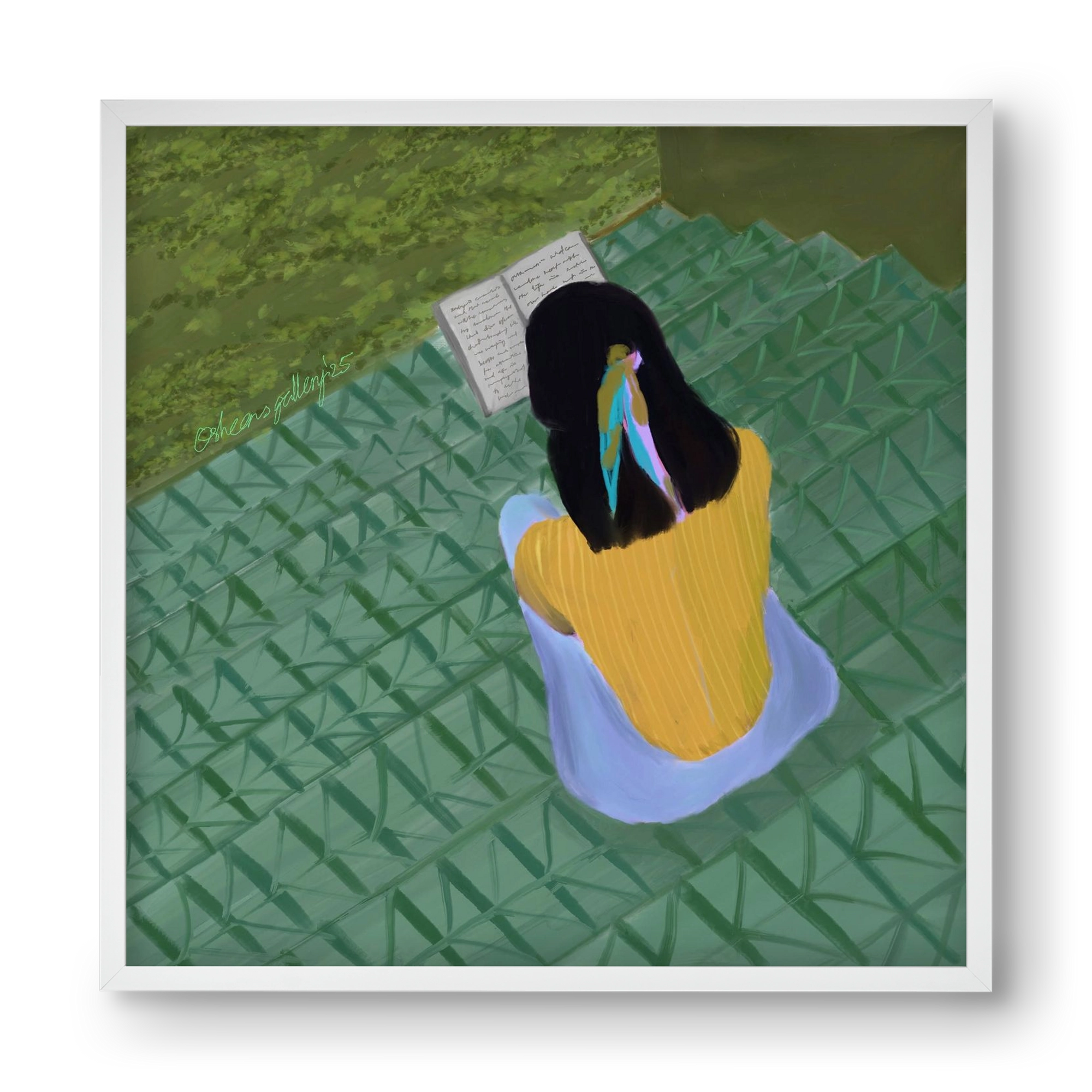 PEACE IN GREEN, 40x40 cm (40x40 cm), Fehér keret