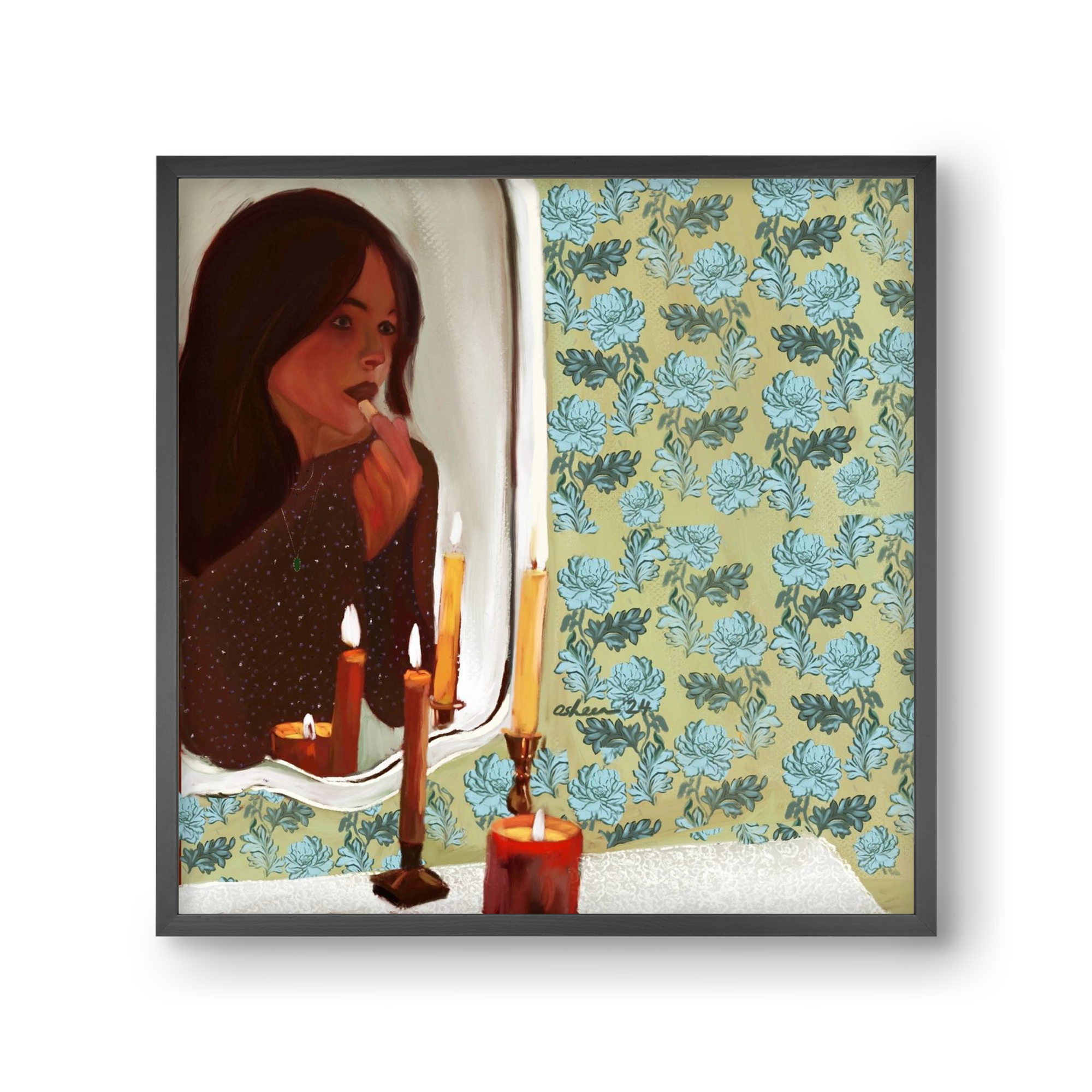 MIRROR MUSINGS, 30x30 cm (30x30 cm), Fekete keret