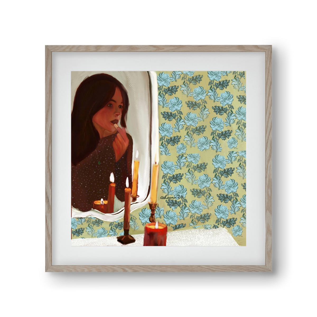 MIRROR MUSINGS, 30x30 cm (20x20 cm), Tölgy keret, paszpartuval