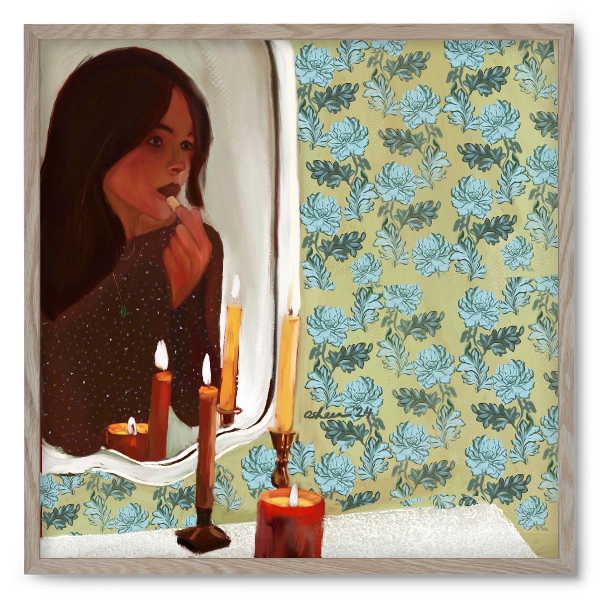 MIRROR MUSINGS, 50x50 cm (50x50 cm), Tölgy keret