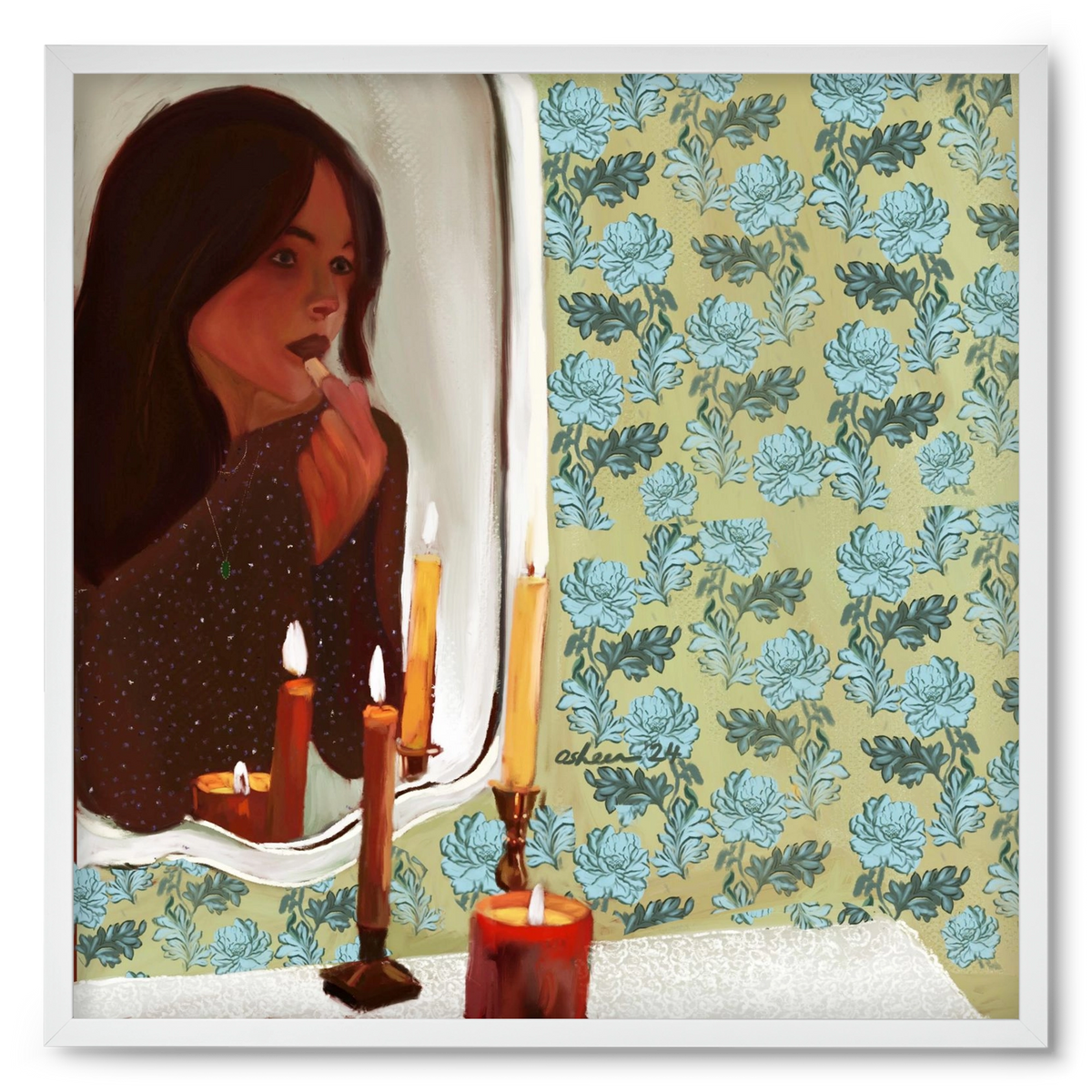 MIRROR MUSINGS, 50x50 cm (50x50 cm), Fehér keret