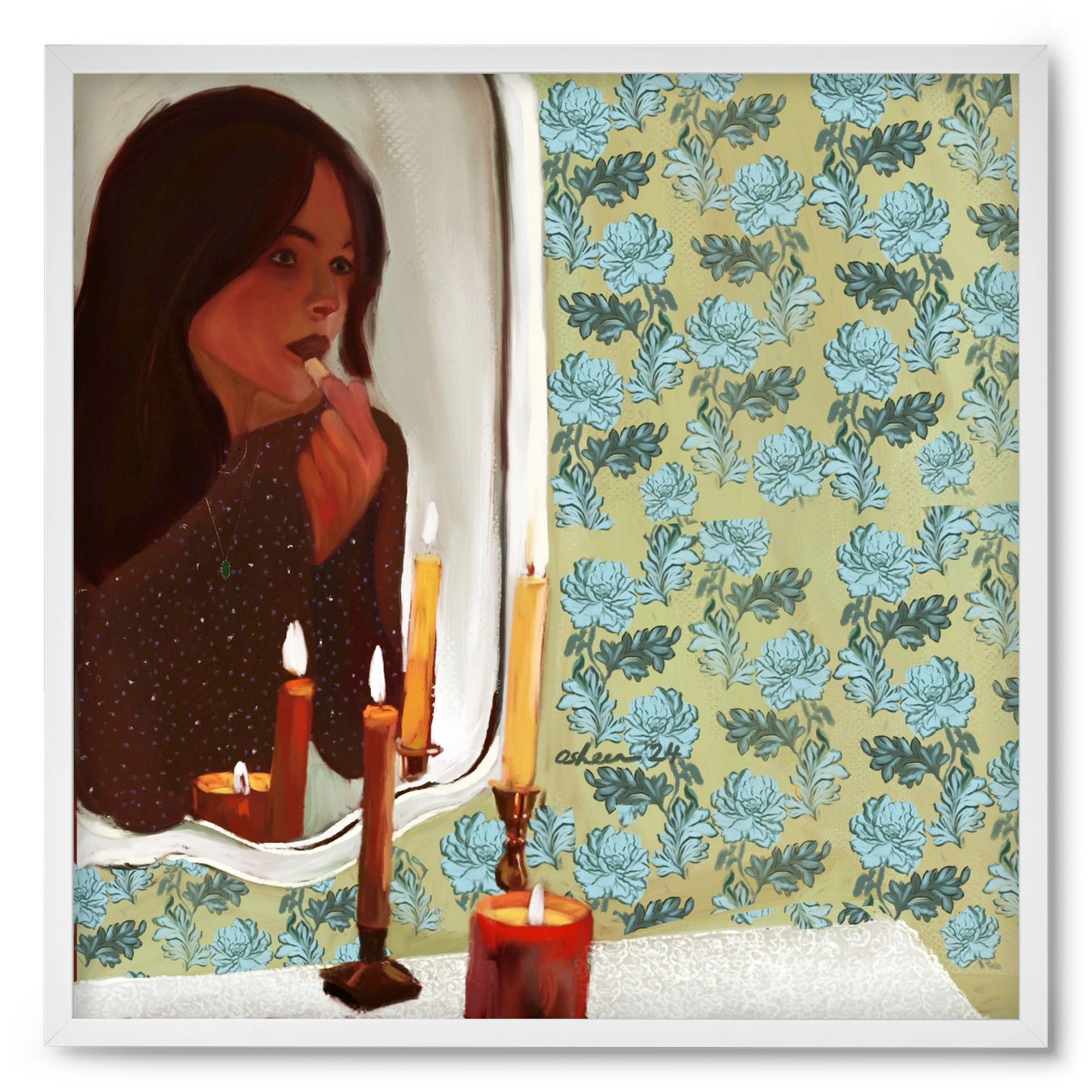 MIRROR MUSINGS, 50x50 cm (50x50 cm), Fehér keret