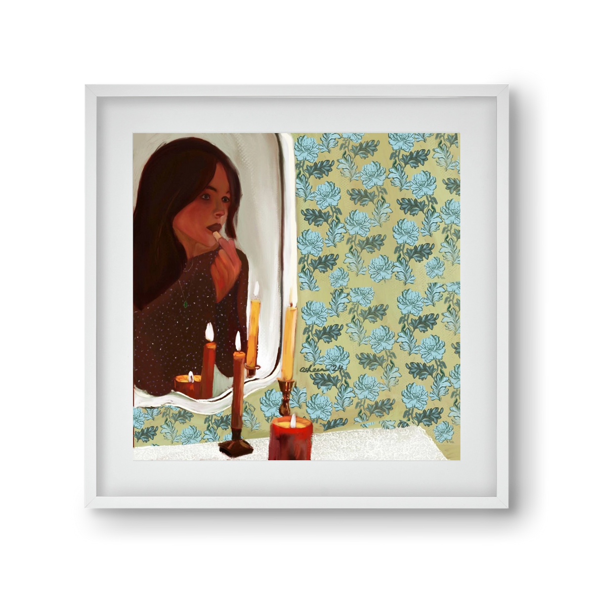 MIRROR MUSINGS, 30x30 cm (20x20 cm), Fehér keret, paszpartuval