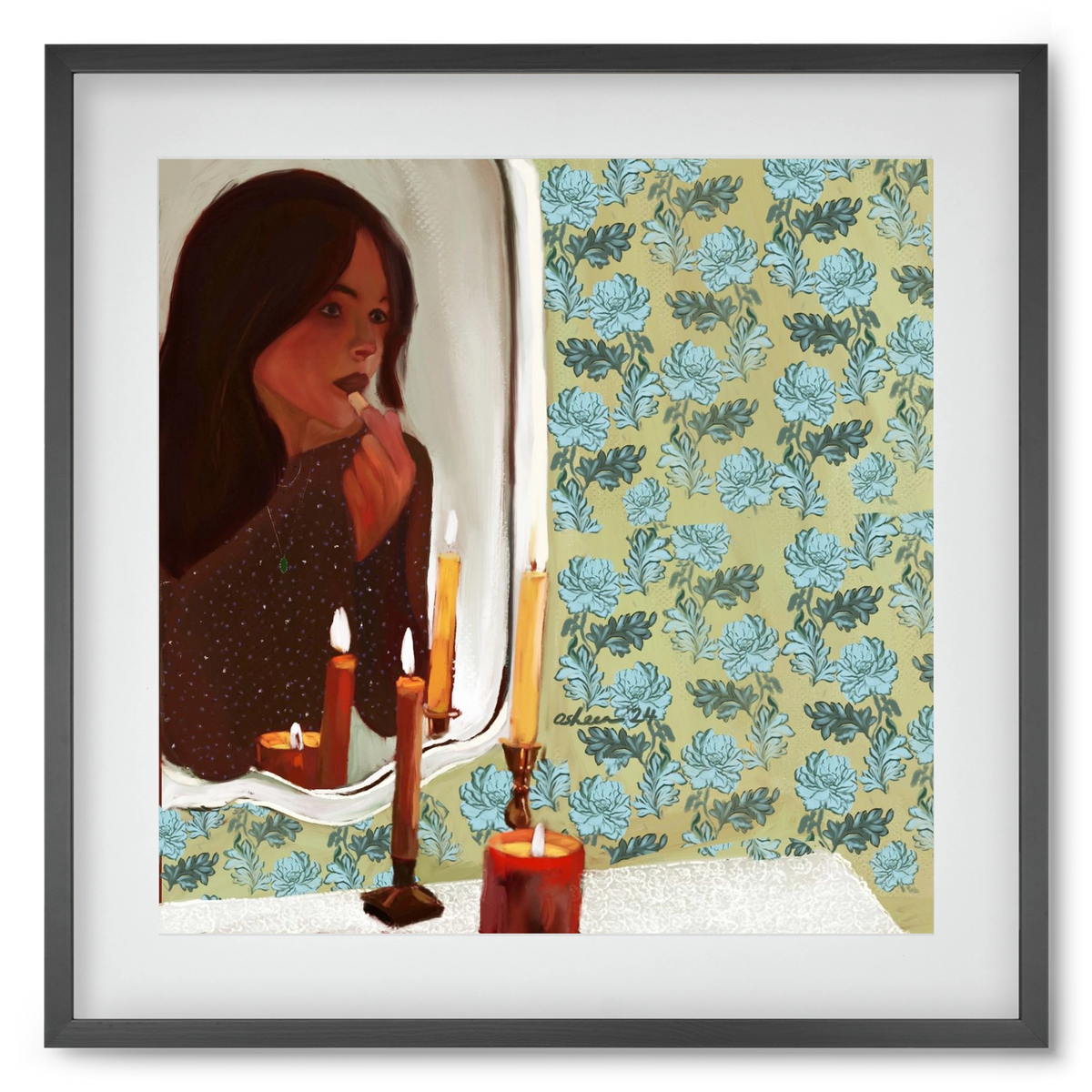 MIRROR MUSINGS, 50x50 cm (40x40 cm), Fekete keret, paszpartuval