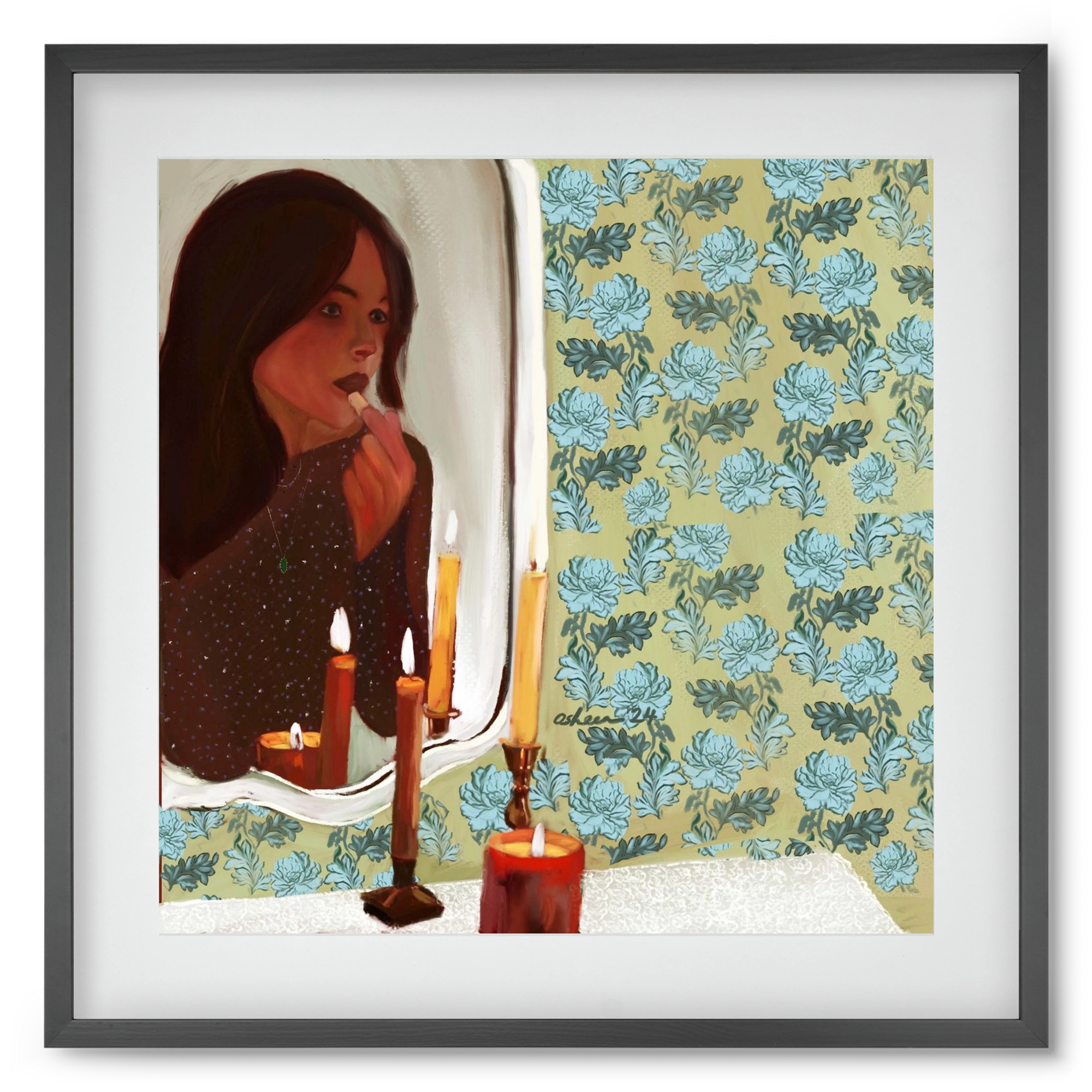 MIRROR MUSINGS, 50x50 cm (40x40 cm), Fekete keret, paszpartuval