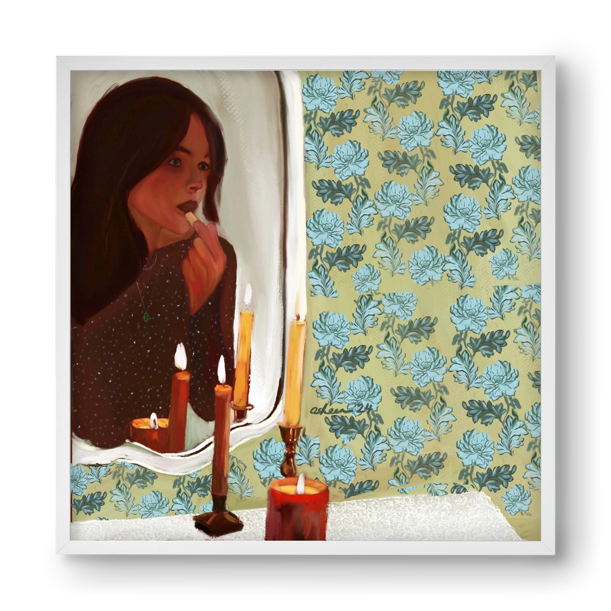 MIRROR MUSINGS, 40x40 cm (40x40 cm), Fehér keret