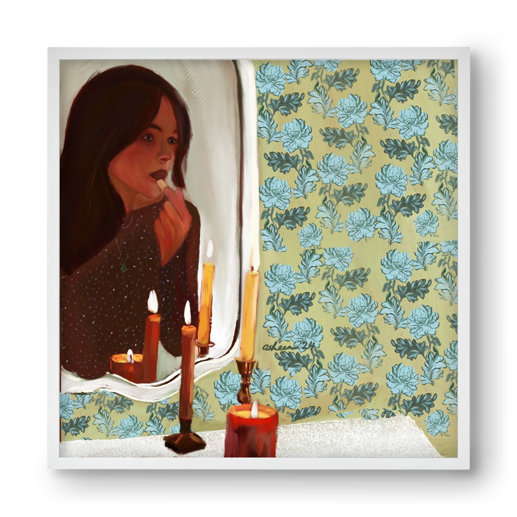 MIRROR MUSINGS, 40x40 cm (40x40 cm), Fehér keret