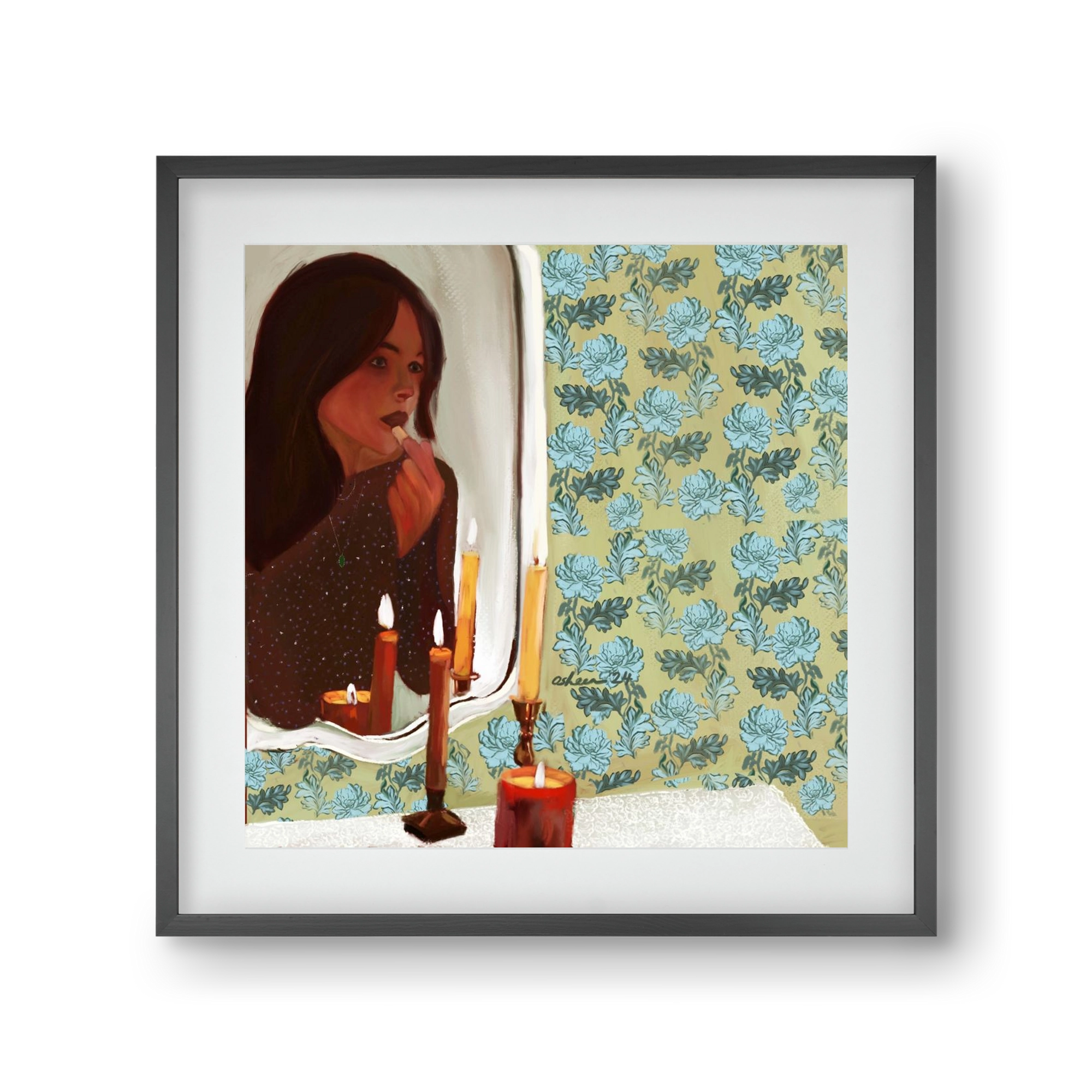 MIRROR MUSINGS, 30x30 cm (20x20 cm), Fekete keret, paszpartuval