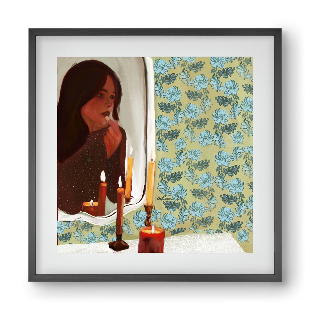 MIRROR MUSINGS, 40x40 cm (30x30 cm), Fekete keret, paszpartuval