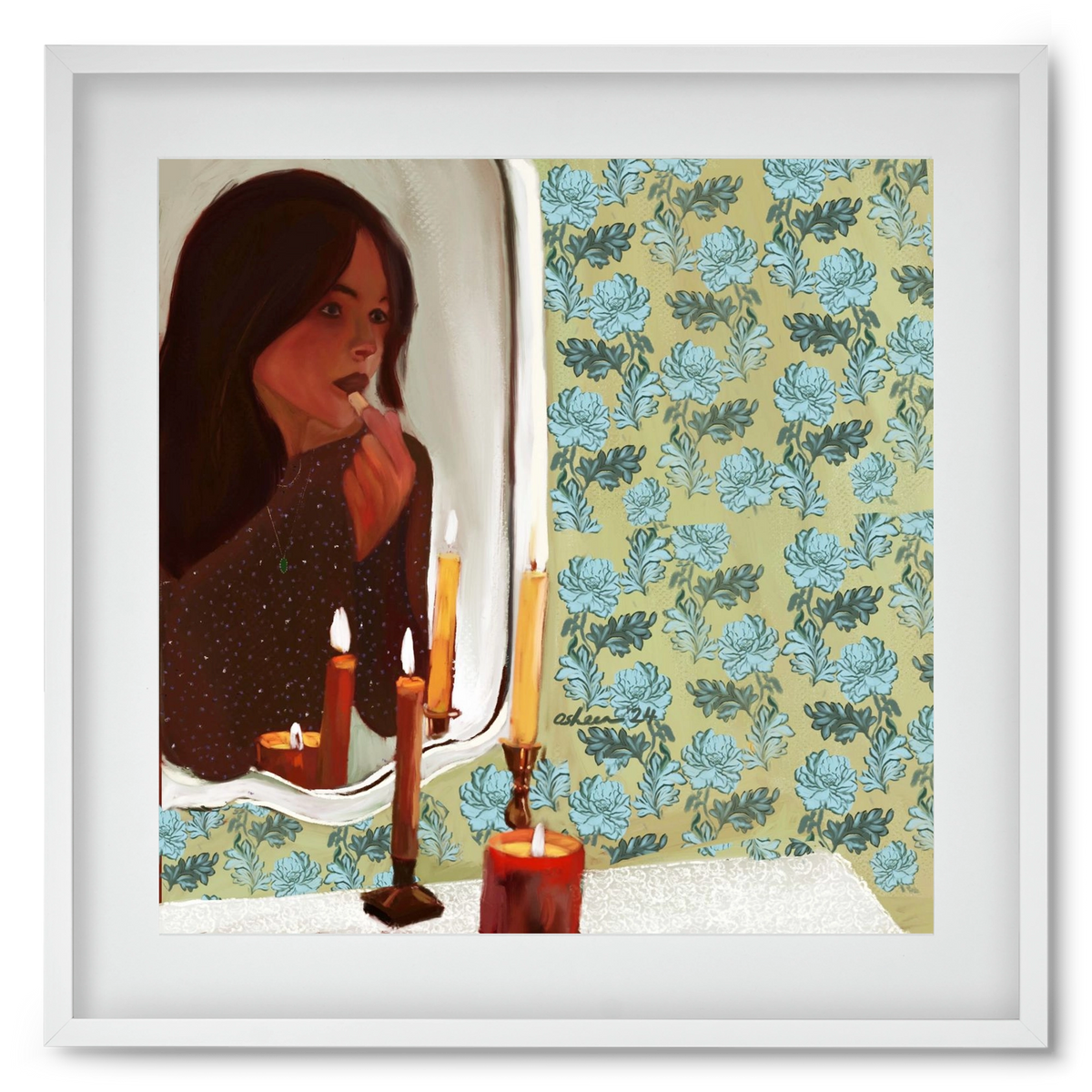 MIRROR MUSINGS, 50x50 cm (40x40 cm), Fehér keret, paszpartuval