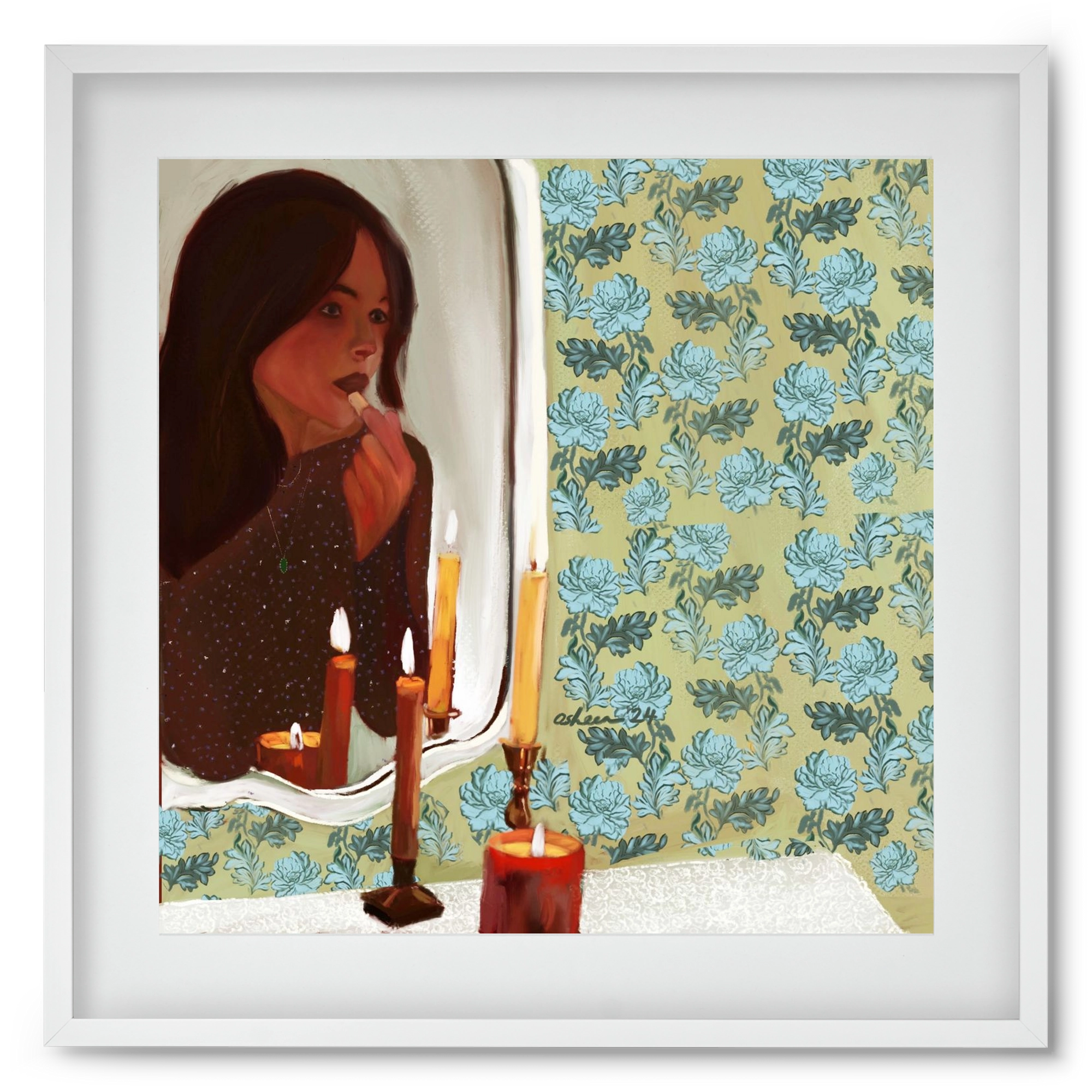 MIRROR MUSINGS, 50x50 cm (40x40 cm), Fehér keret, paszpartuval