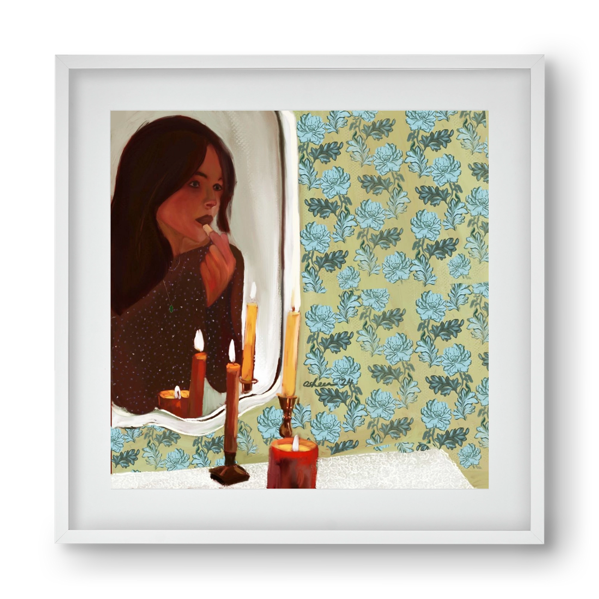 MIRROR MUSINGS, 40x40 cm (30x30 cm), Fehér keret, paszpartuval