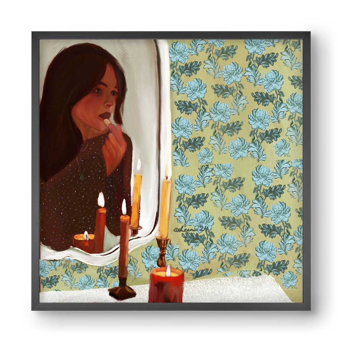 MIRROR MUSINGS, 40x40 cm (40x40 cm), Fekete keret