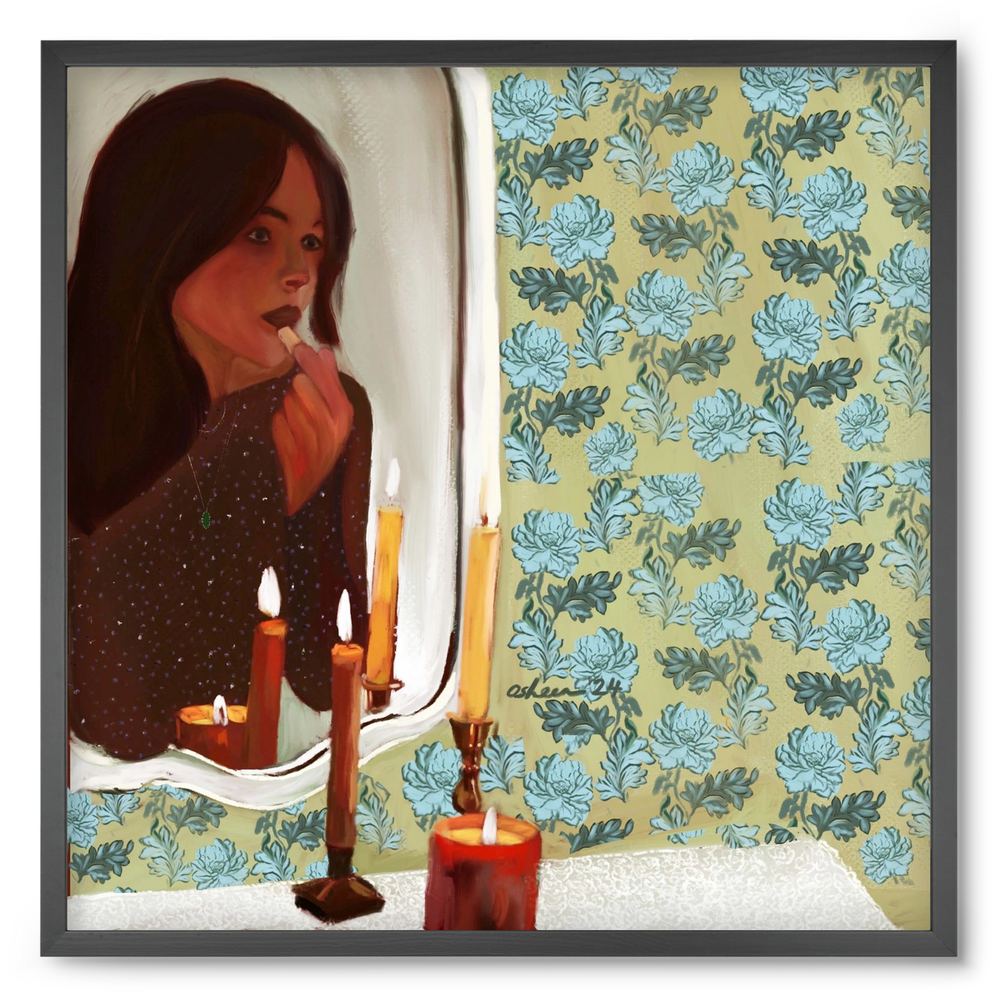 MIRROR MUSINGS, 50x50 cm (50x50 cm), Fekete keret